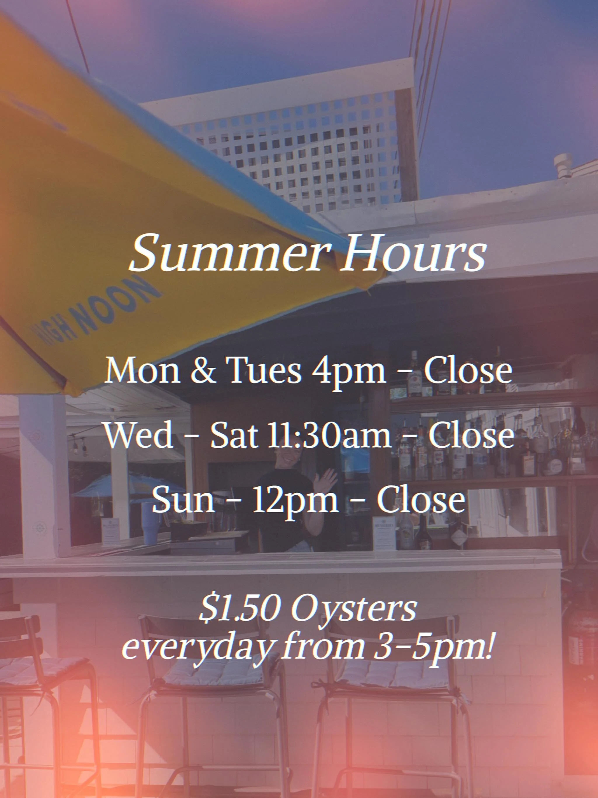 Summer hours at The Lanyard start tomorrow! 😎

Mon &amp; Tues open @ 4pm for dinner
Wed - Sat open @ 11:30 for lunch &amp; dinner
Sun - open @ 12pm for lunch &amp; dinner

Don&rsquo;t forget $1.50 Oysters everyday from 3-5pm!! 🦪

#harwichport
#lany