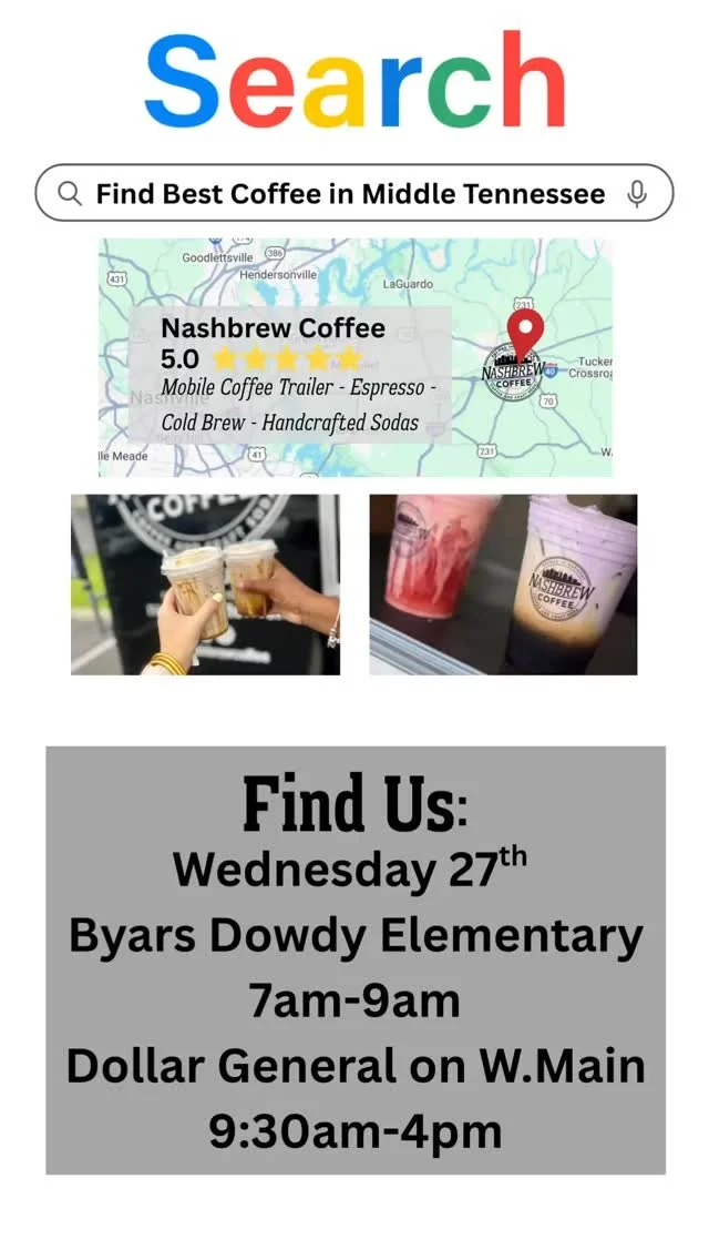 πΆ Put a drink in my hand… πΆ
Tomorrow’s lineup is looking π₯, y’all! Catch us slingin’ coffee, refreshers, and craft sodas all day long:
π Byars Dowdy Elementary
π 7AM – 9AM
π Dollar General (W. Main)
π€ 9:30AM &n