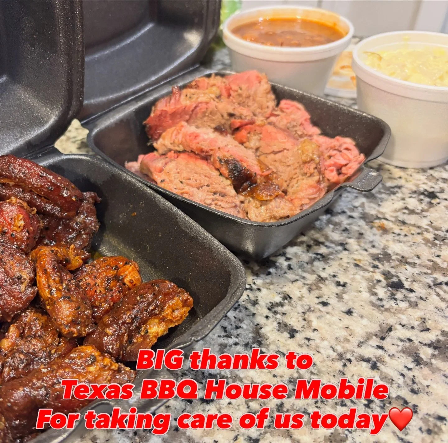 Big thanks to Texas BBQ House Mobile for loading us up right. ❤️ @texasbbqhousemobile 

Sliced brisket that&rsquo;s second to no one in Tennessee.
Rib bites were fire.
Baked beans and potato salad that felt like somebody&rsquo;s grandma was watching.