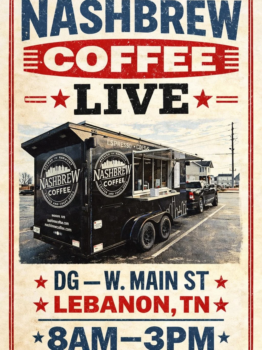 W. Main, we&rsquo;re back at it. ☕️🎶

Dollar General.
8AM&ndash;3PM.

If your morning needs a little main character energy, we&rsquo;ve got you.

The Cereal Latte lineup is rolling all month &mdash; Saturday morning nostalgia, but grown and caffeina