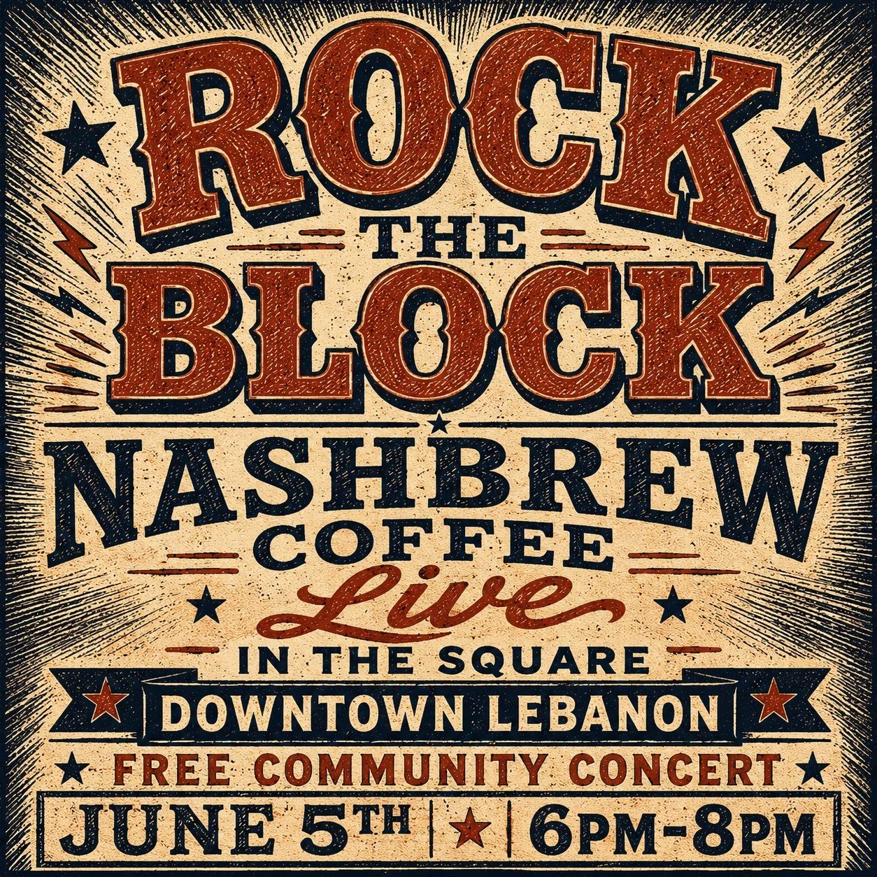 🎸 Rock the Block continues in Historic Downtown Lebanon on June 5 from 6pm&ndash;8pm!

Grab your friends, bring the family, and spend the evening in the heart of downtown. Enjoy free live music, food trucks, family fun, Downtown Dollars giveaways, d