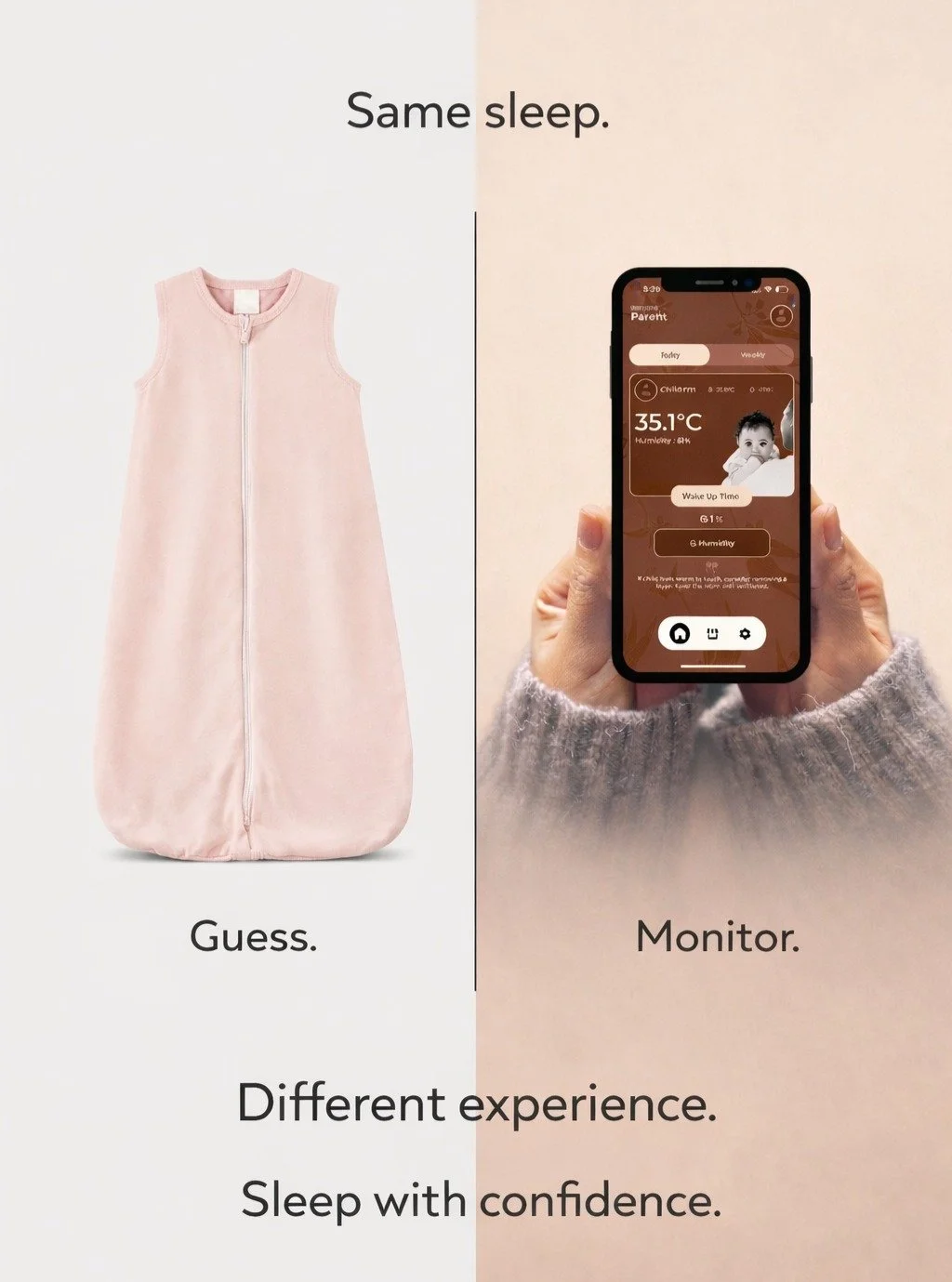 Theirs: Room temp.
Ours: Sac temp.

Sleep Safer... 2.5 TOG (winter warmth) available now ☀