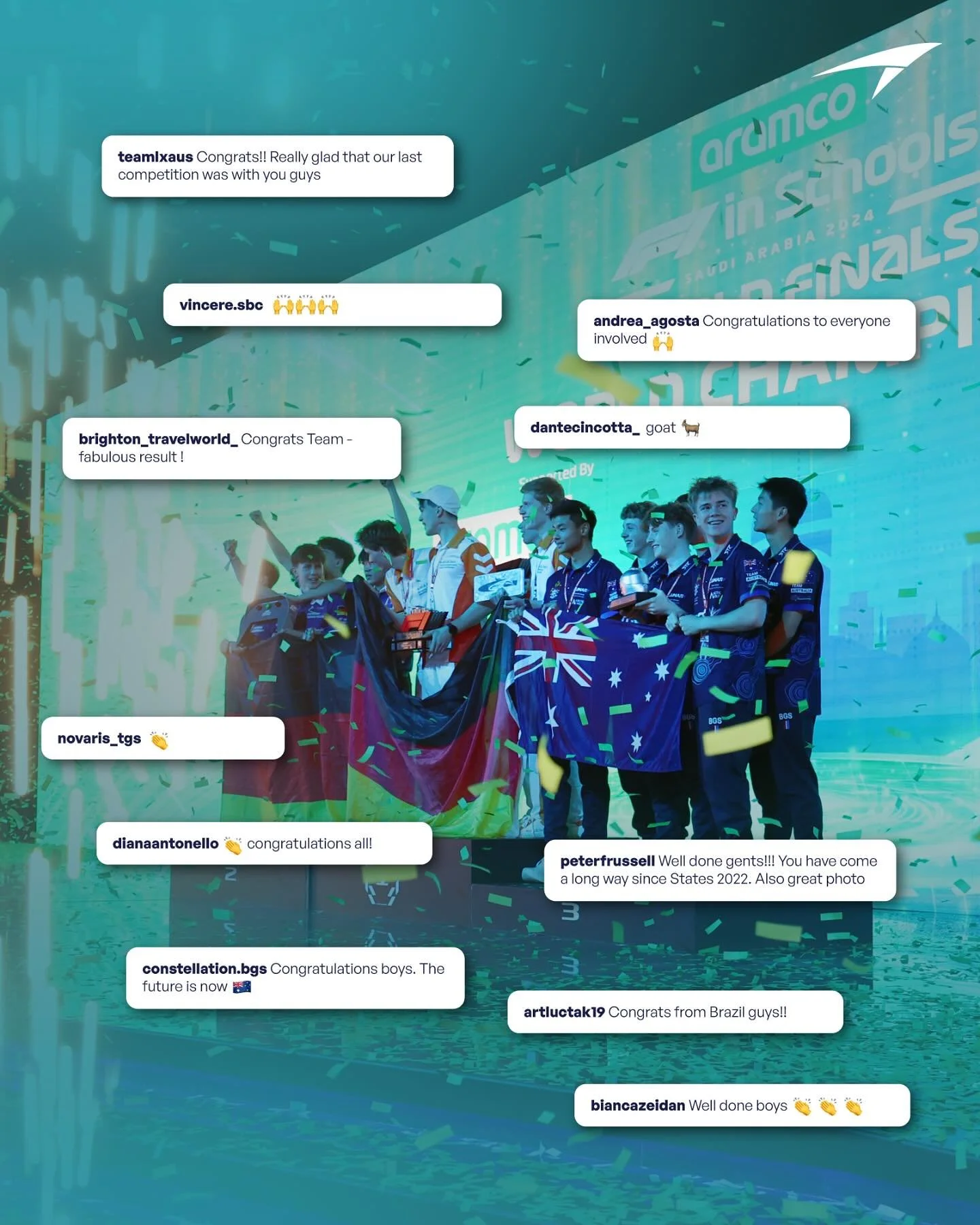 Remembering THAT moment at the 2024 World Finals in Saudi Arabia! 🔥

.
#f1 #f1inschools #formula1 #stemracing #stem #education #australia #singapore #ausgp #engineering #brightongrammar #motorsport #art #wf25