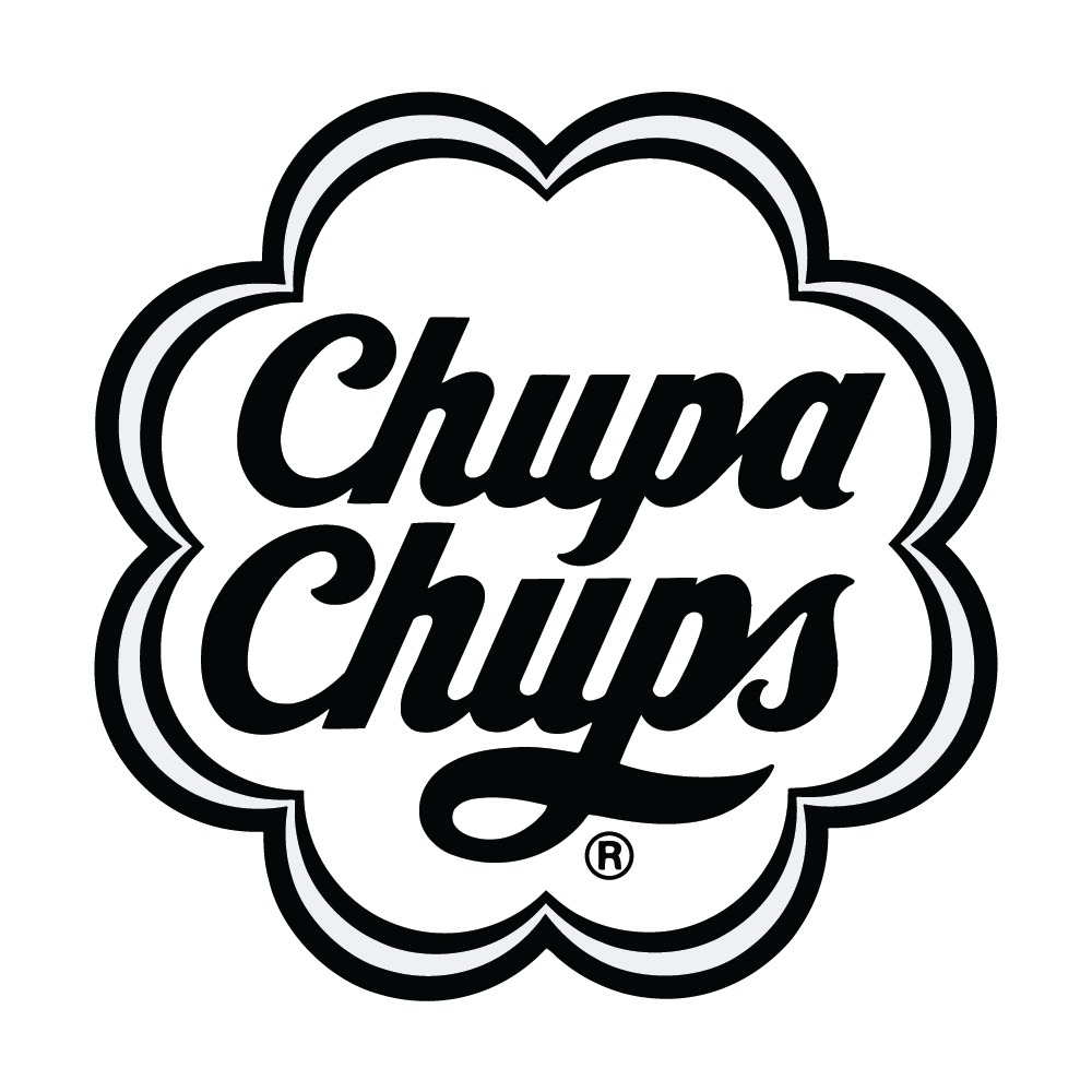 Black white orange licensing India Chupa Chups logo