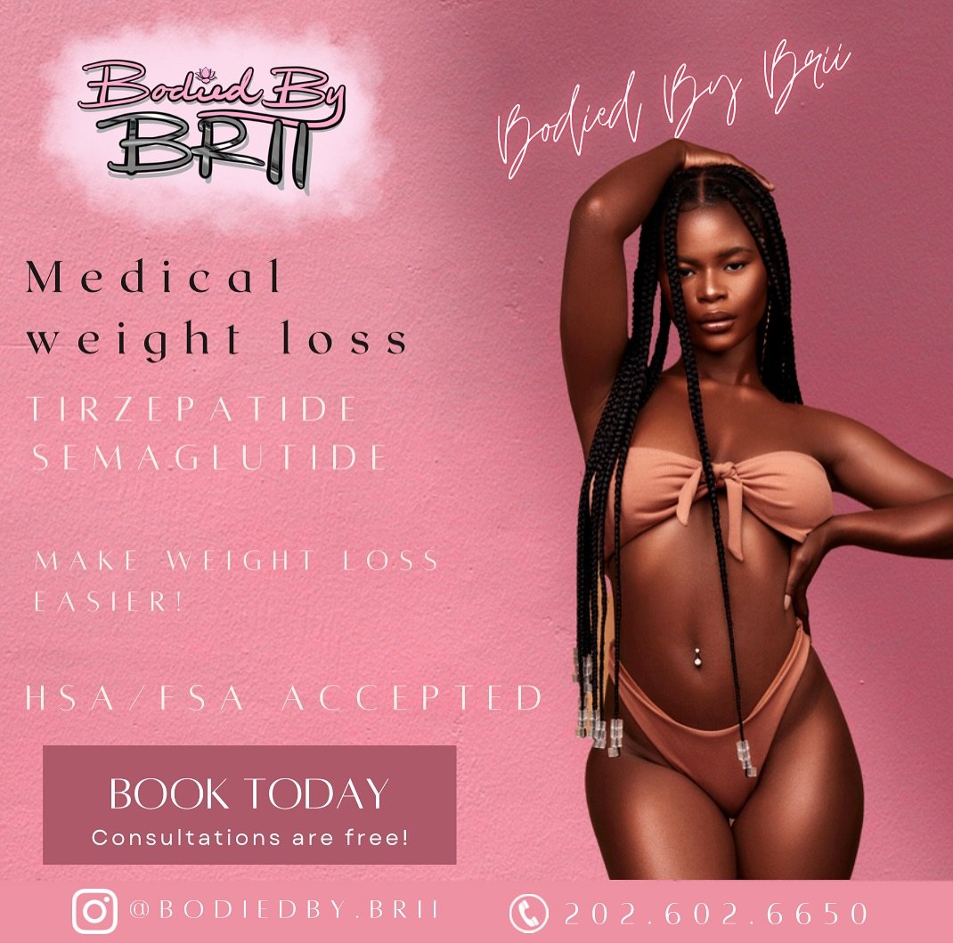 Did you know that we offer medical weight loss injections here at Bodied By Brii? 

We offer both semaglutide and tirzepatide weekly injections to aide in wright loss. Book a free consultation to learn more! 

#dmvsemaglutide #mdsemaglutide #dcsemagl