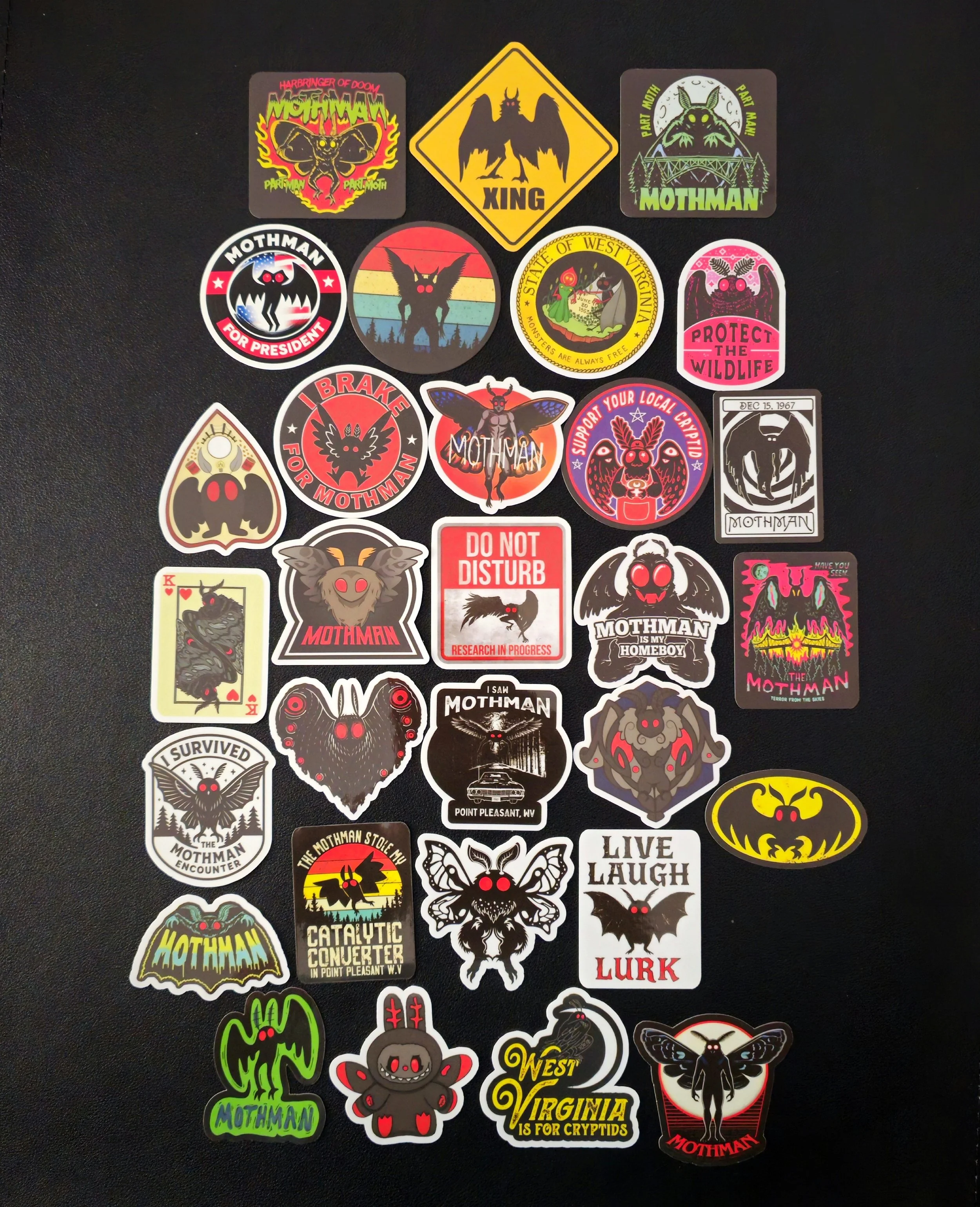 Mothman Stickers | Cryptid Horror Vinyl Decals | Paranormal West Virginia Waterproof Stickers