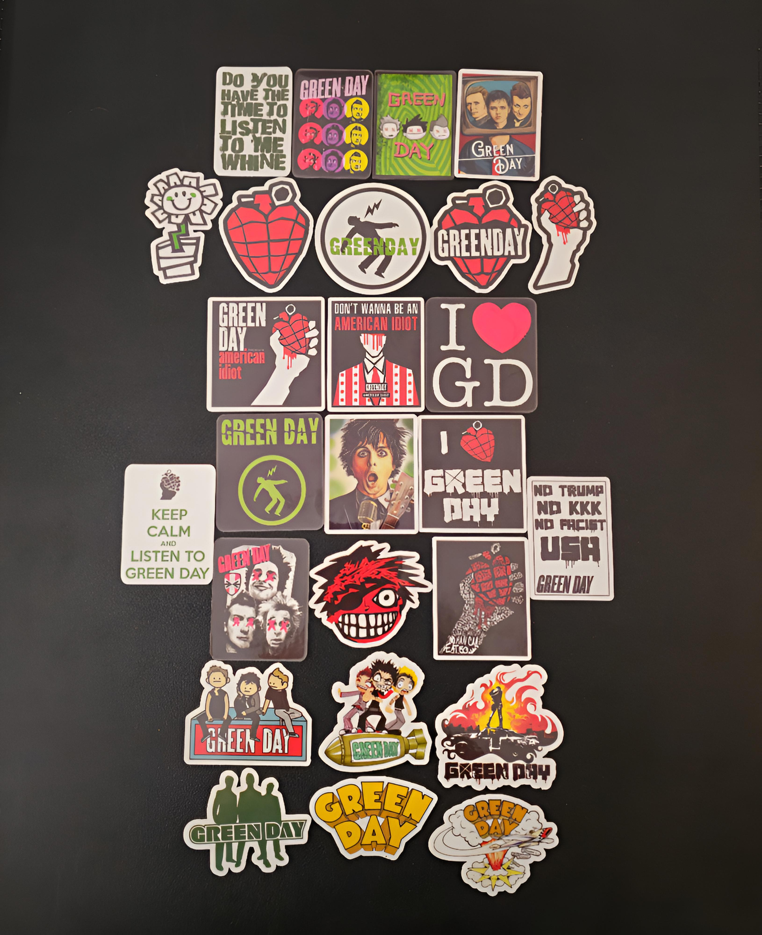 Green Day Inspired Sticker Pack | Pop Punk Vinyl Decals | Dookie Kerplunk Alternative Rock Band Stickers | Waterproof Laptop Water Bottle Guitar Decals