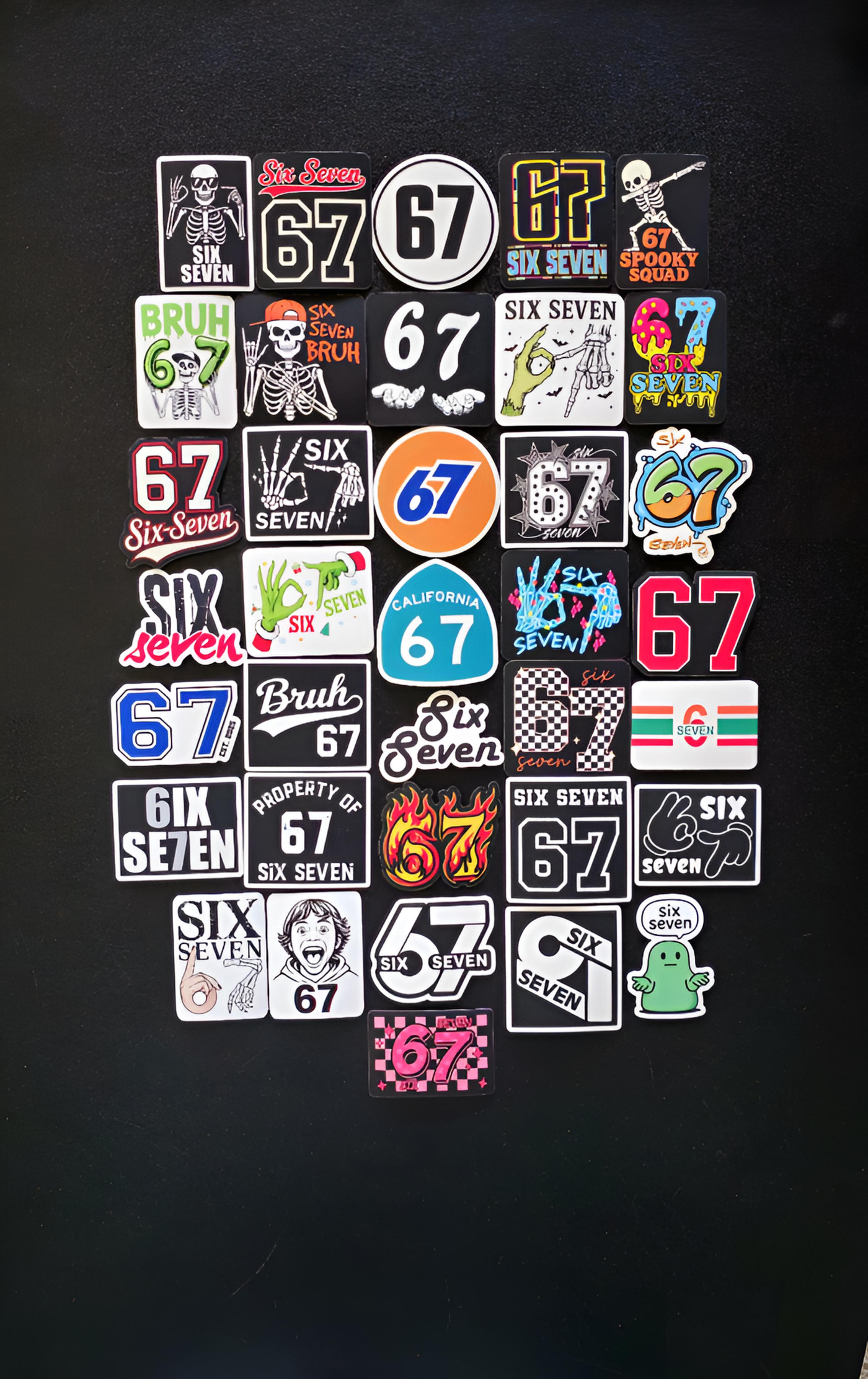 67 Six Seven Meme Vinyl Decal Stickers Hands Funny Bruh Pop Culture Trend Trending Slang Phrase Viral Teens