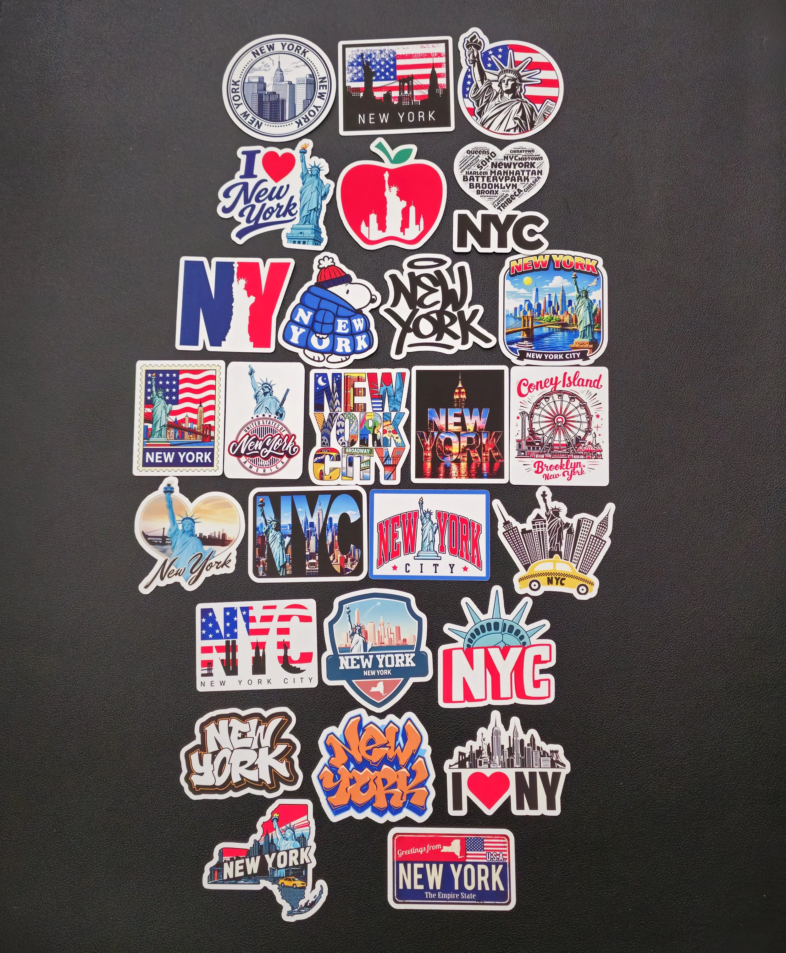 New York City Vinyl Stickers | NYC Landmark, Skyline, Big Apple, Brooklyn Bridge, Statue of Liberty, Empire State Building & Travel Decals | Waterproof Car, Laptop & Water Bottle Stickers