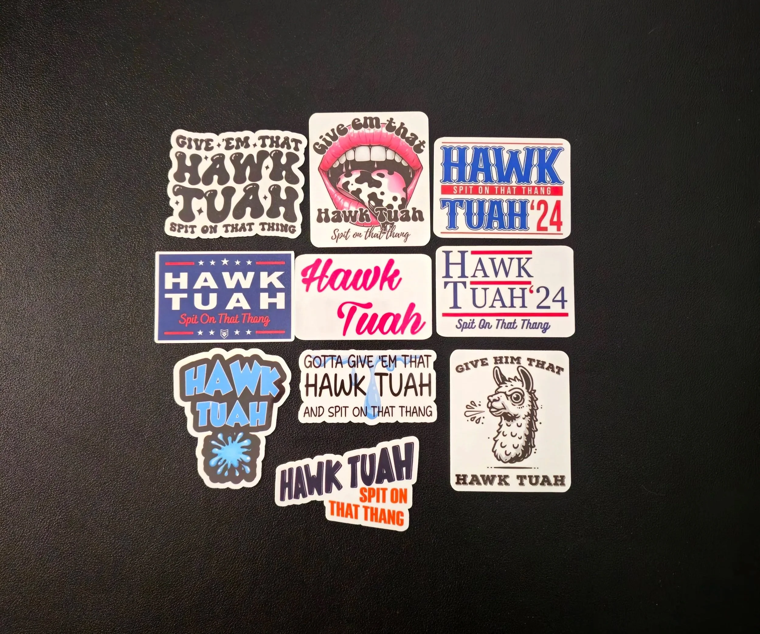 Hawk Tuah Vinyl Stickers | Spit On That Thang Meme Waterproof Decals for Laptop, Car & Water Bottle