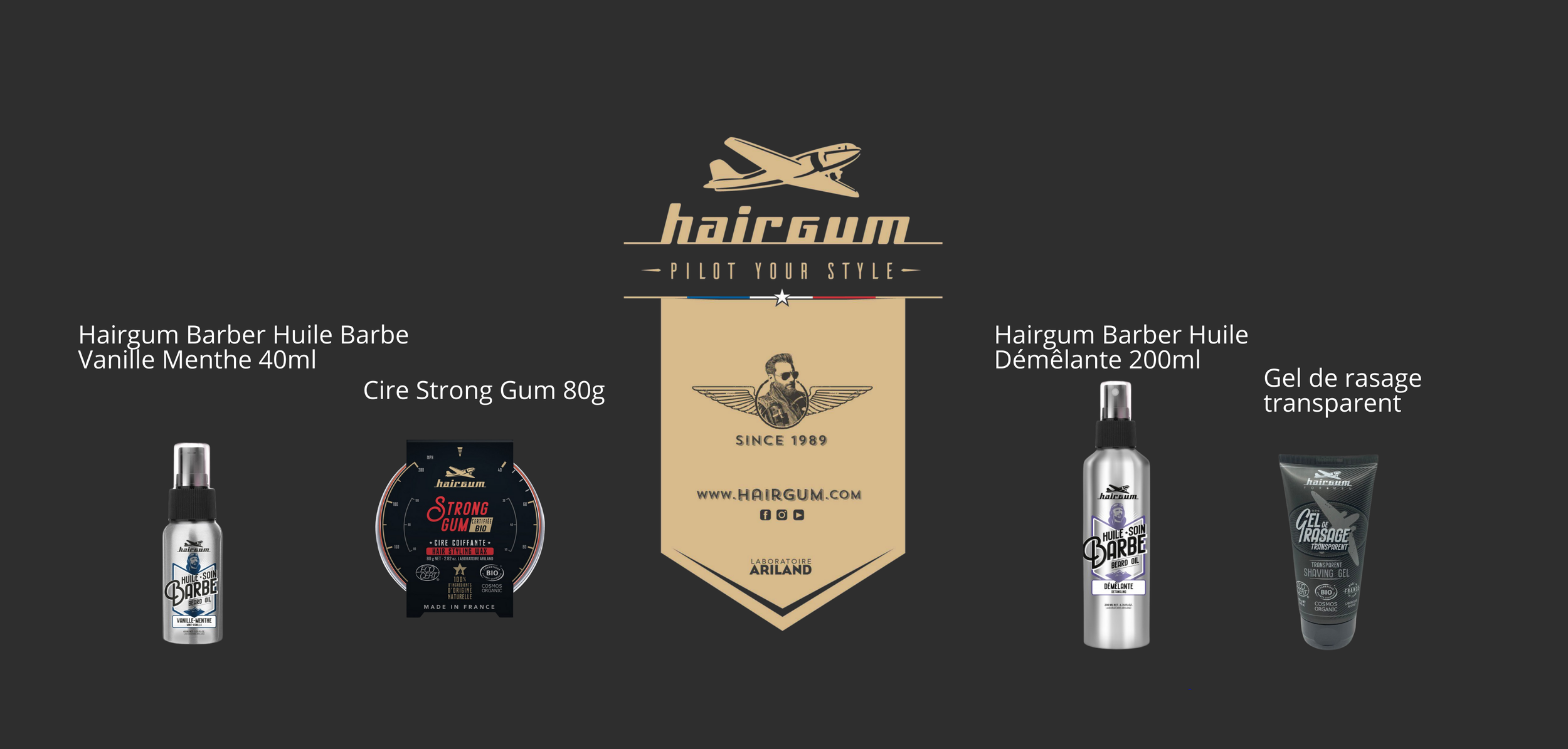 Hairgum marque professionnel soin barbe et cheveux pour homme