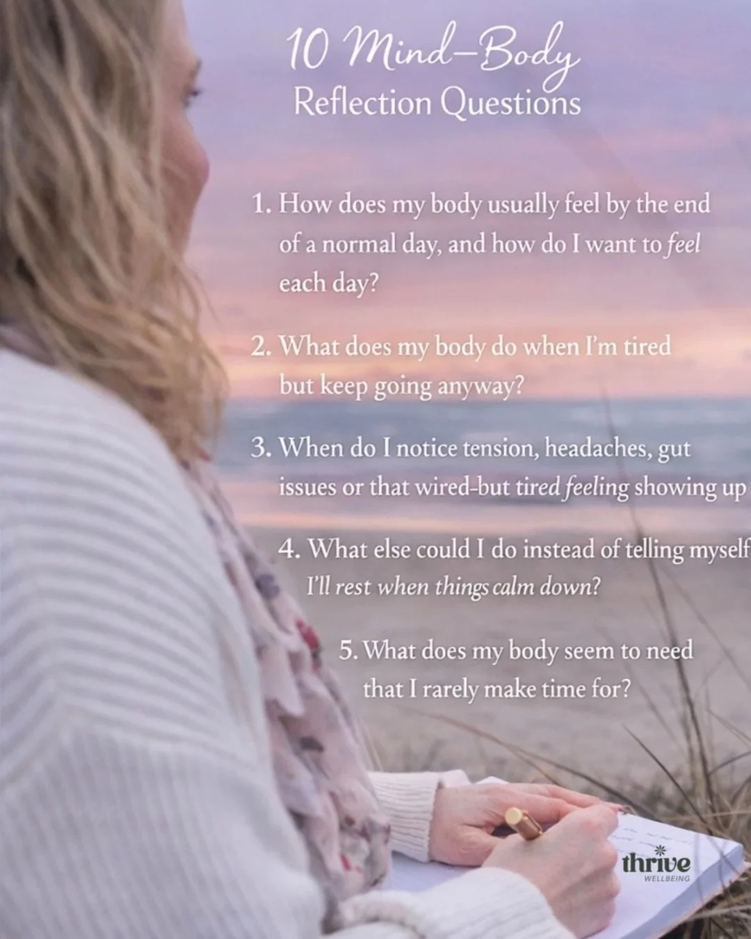 I know you love a little end of year reflection before you jump into your vision board for next year, so how about these 10 mind&ndash;body wellbeing questions to help you pause, reflect and think a little differently this time.

They&rsquo;re not he