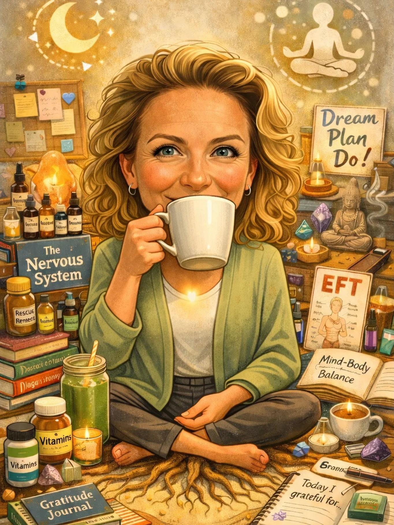 Hello, I&rsquo;m Sarah 👋
I&rsquo;m a root-cause wellbeing practitioner.

Which means I&rsquo;m quite likely to say:
&ldquo;Everything is connected.&rdquo;
and
&ldquo;I&rsquo;ve got a vitamin or an affirmation for that.&rdquo; 😂
(And yes, I know how