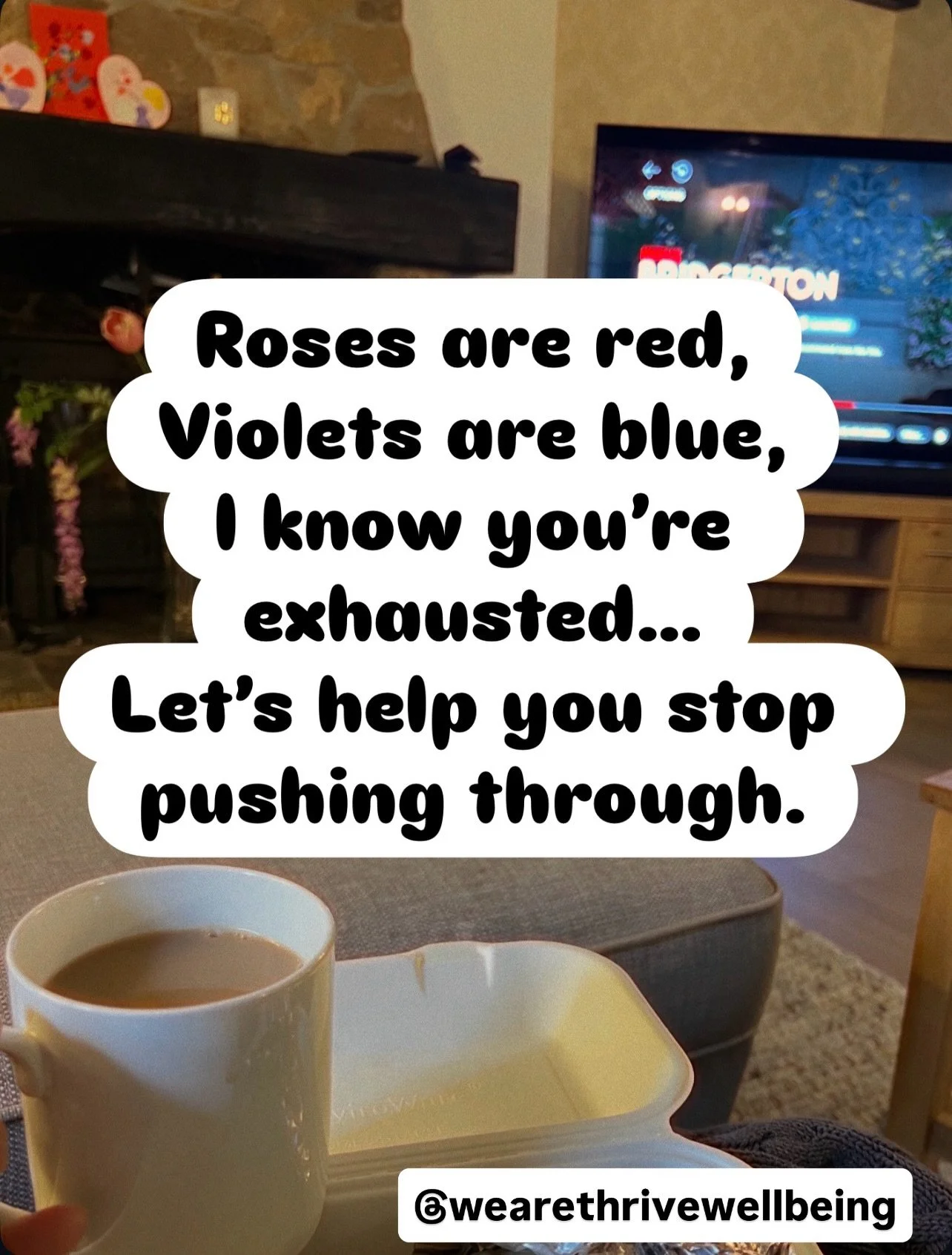 Roses are red.
Violets are blue.
You keep showing up for everyone else&hellip;
but who&rsquo;s showing up for you?

Exhaustion isn&rsquo;t a personality trait.
It&rsquo;s not a badge of honour. 
It&rsquo;s a nervous system that hasn&rsquo;t had a mom
