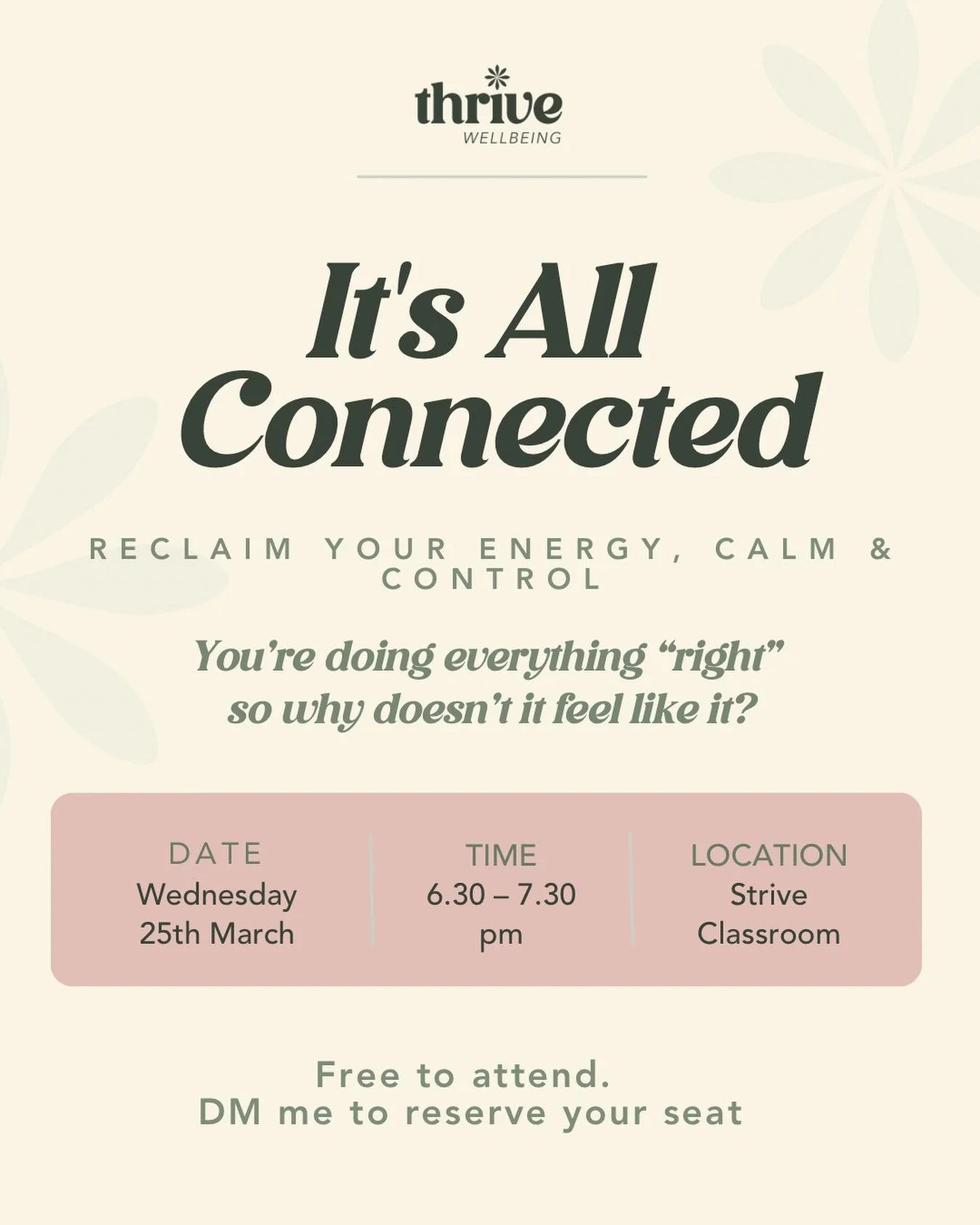 If you&rsquo;ve been feeling exhausted, overwhelmed or just not quite like yourself, this one&rsquo;s for you. 

I&rsquo;m Sarah, a stress and burnout specialist based at Strive Health Club here in Jersey. And on Wednesday 25th March I&rsquo;m hostin