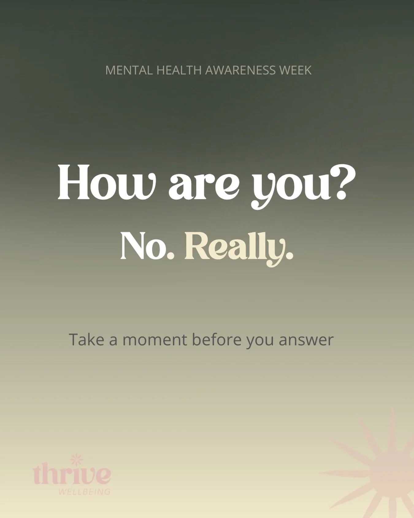 How are you?

Not the &ldquo;fine thanks&rdquo; version, not the &ldquo;can&rsquo;t complain&rdquo; version but the real one.

Think about it for a second. What would you say if someone asked you in passing? And then what would you actually say to yo