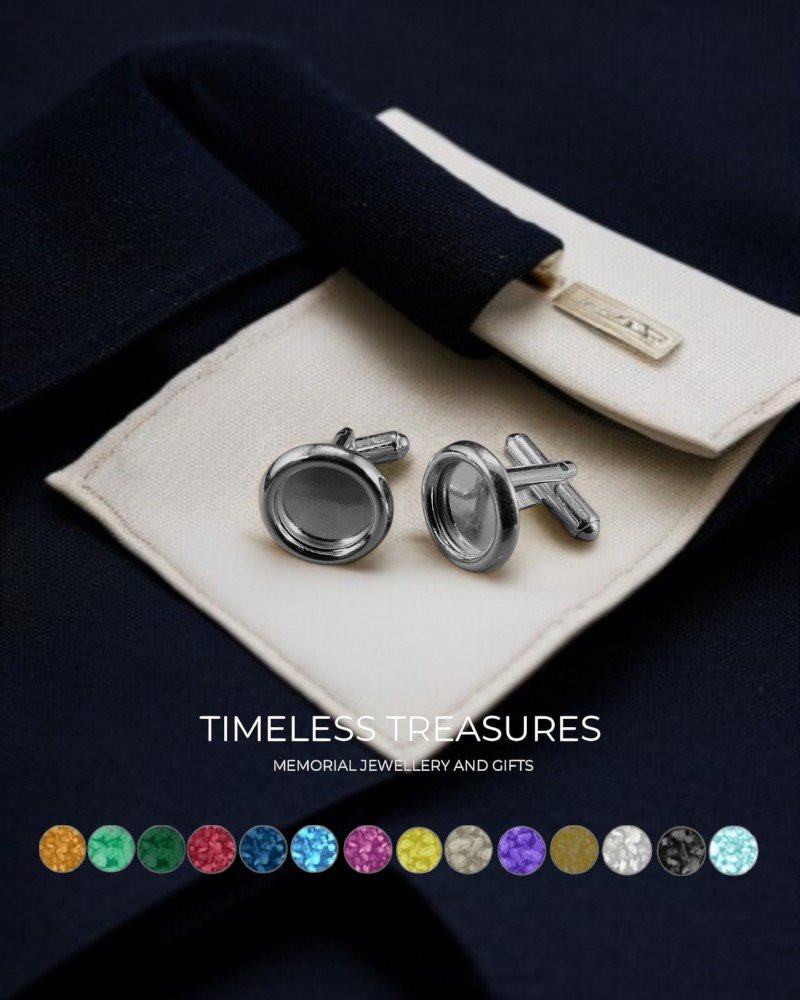 Memorial Ashes Men's Circular Cufflinks