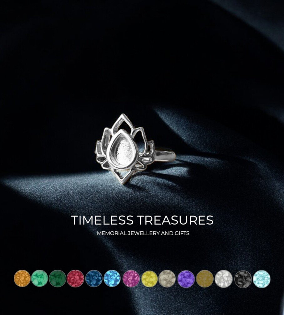 Memorial Ashes Teardrop Patterned Ring