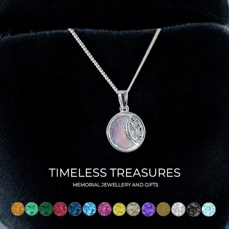 Memorials Ashes Circular Feather Pendant