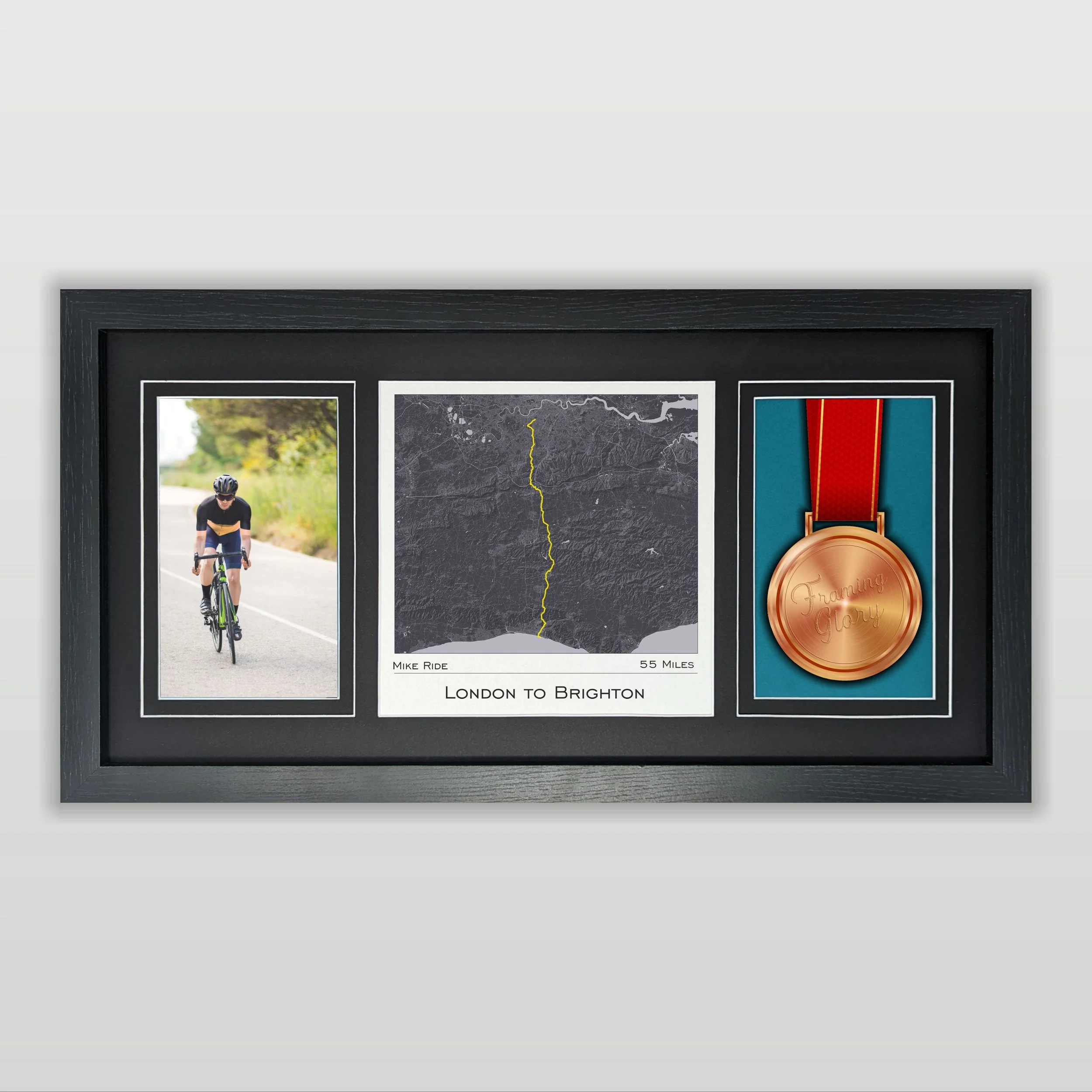London to Brighton - Map, Photo & Medal Display Frame