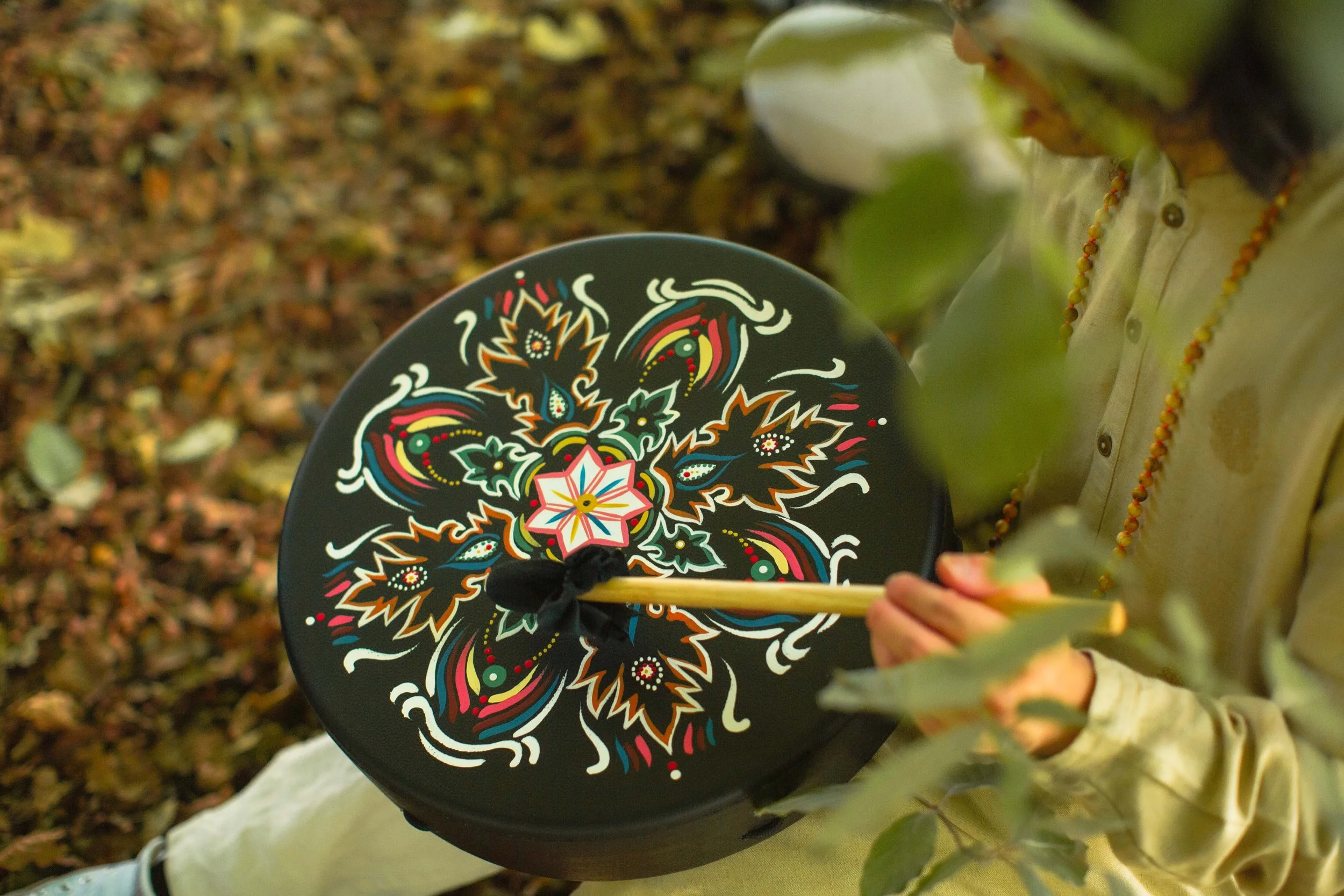 Hand-painted shamanic drum
