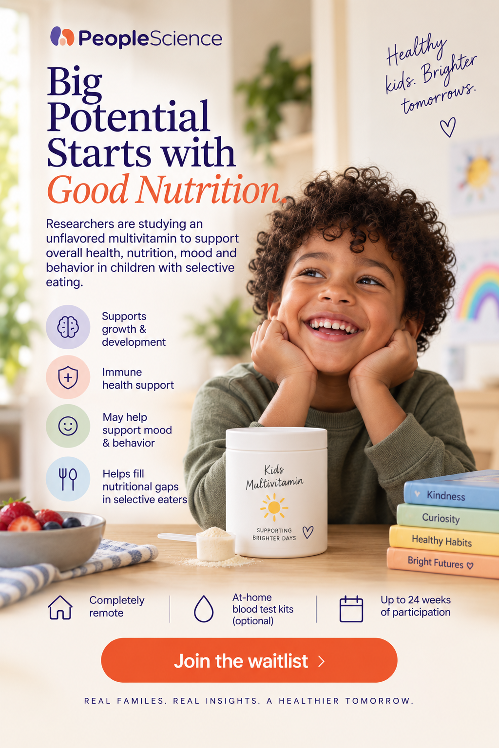 Kid with Multivitamin box