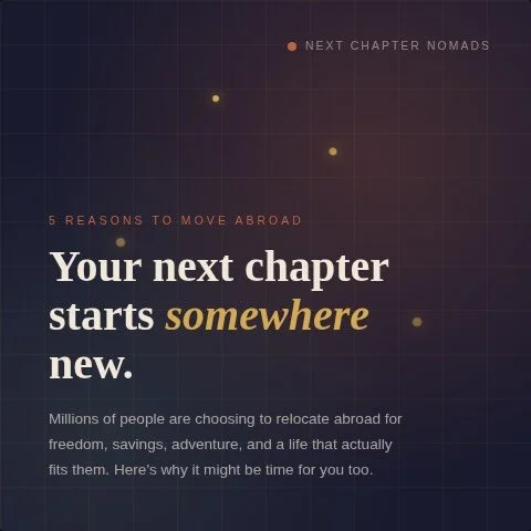 You don&rsquo;t wake up one day and randomly decide to move abroad.

It usually starts quieter than that. 

With exhaustion that won&rsquo;t lift.
With money that doesn&rsquo;t stretch like it used to.
With a feeling that the life you&rsquo;re living