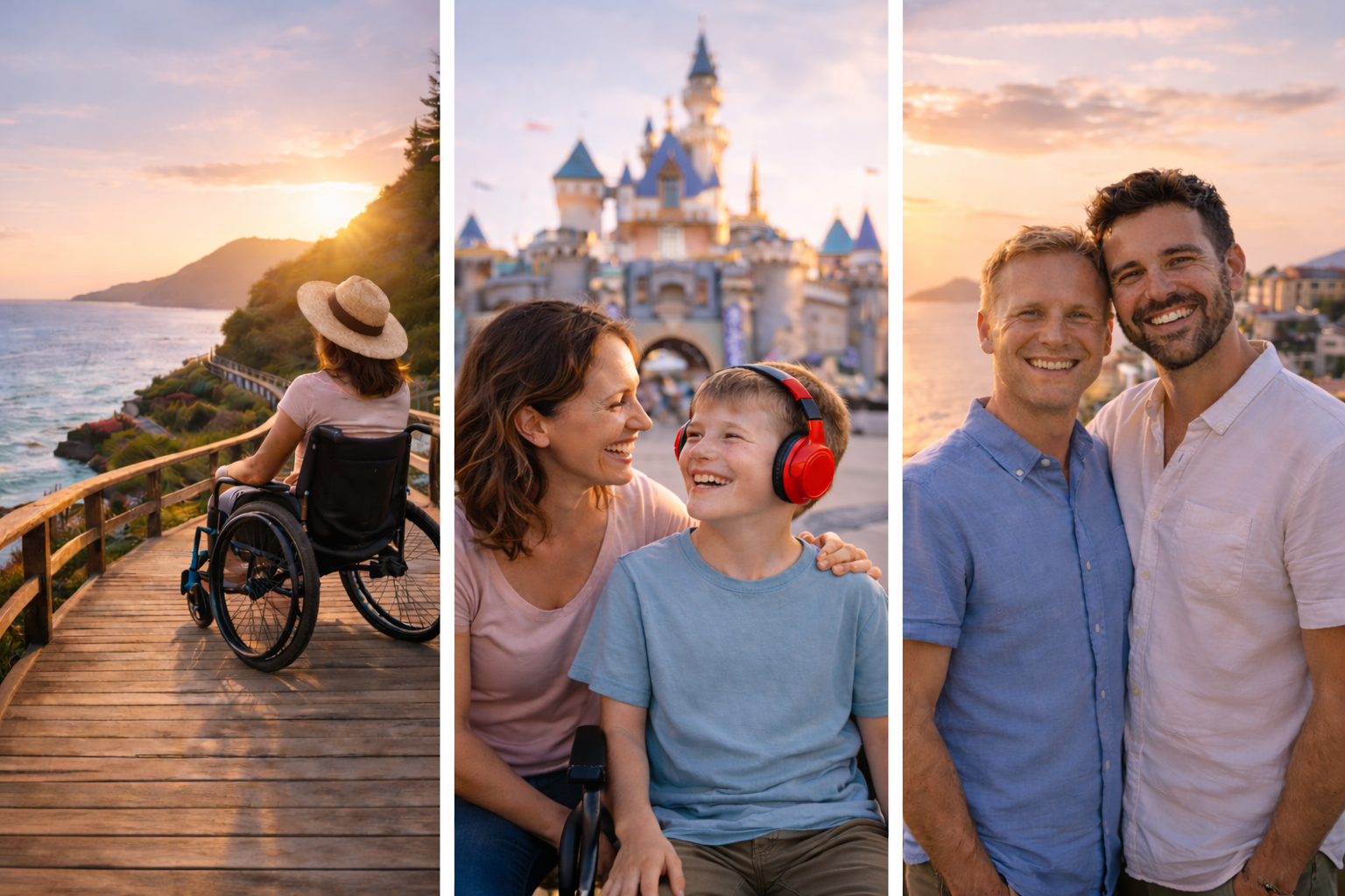 LGBTQ couple enjoying a welcoming travel destination together