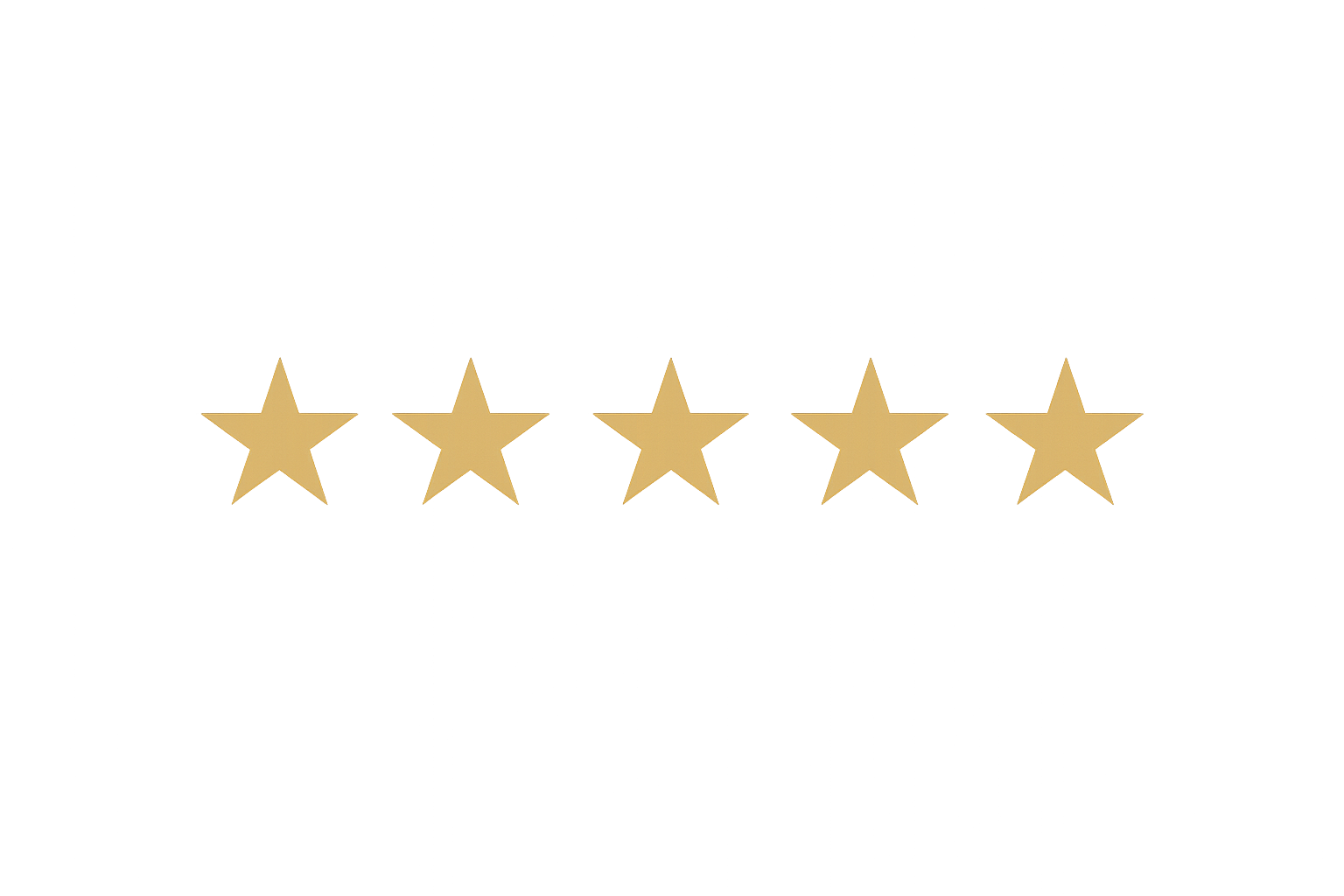 Five gold stars arranged horizontally on a black background.