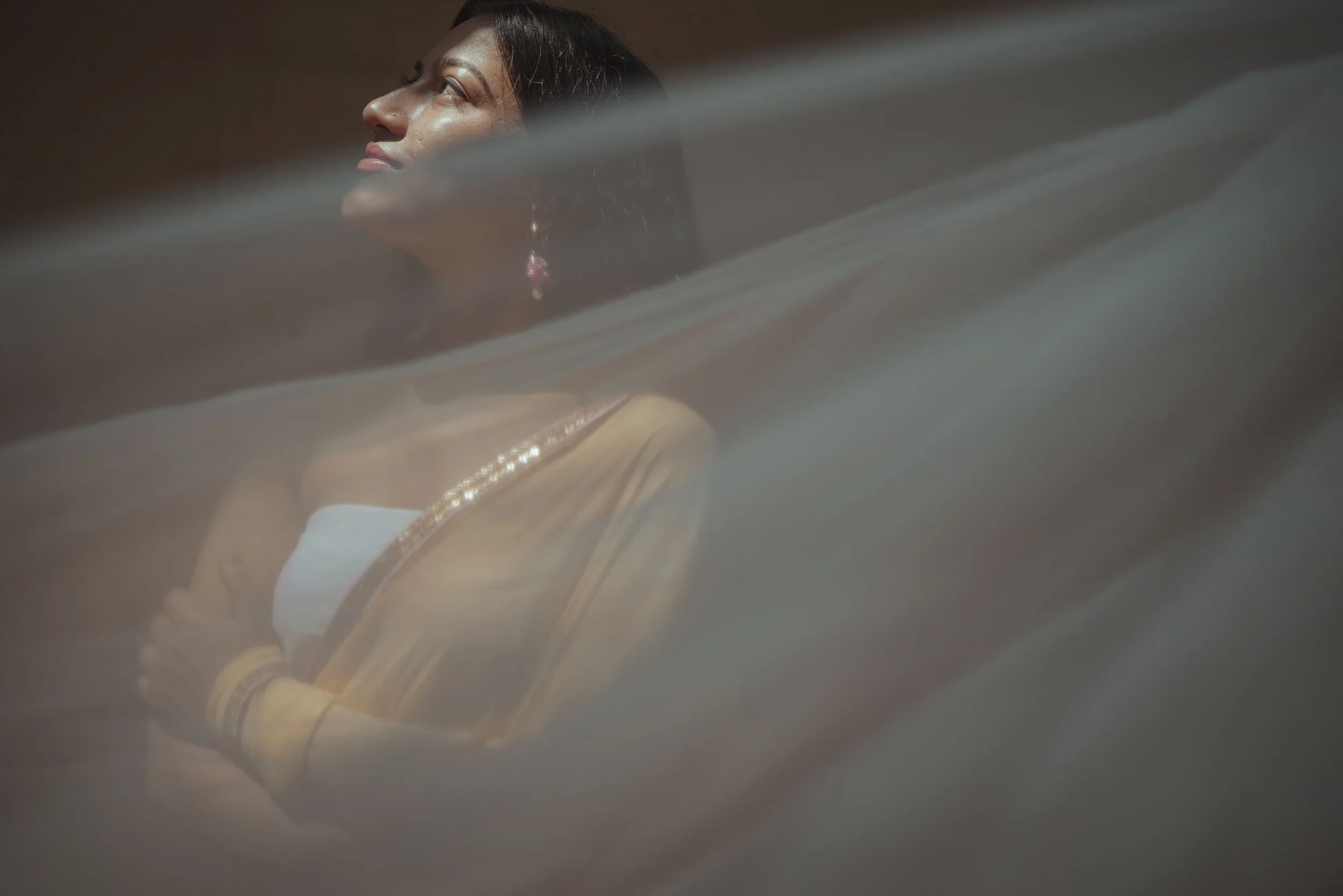 Close-up portrait through frosted glass, creative beauty photography in Melbourne by Shekhar Rawat
