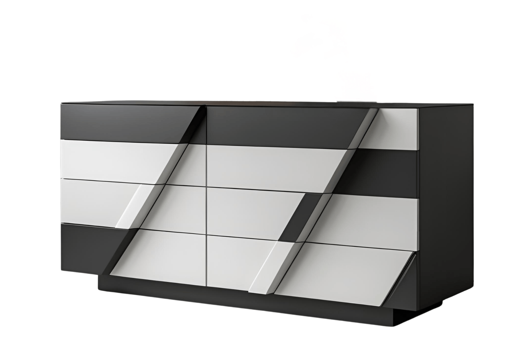 Modern black and white dresser with geometric pattern