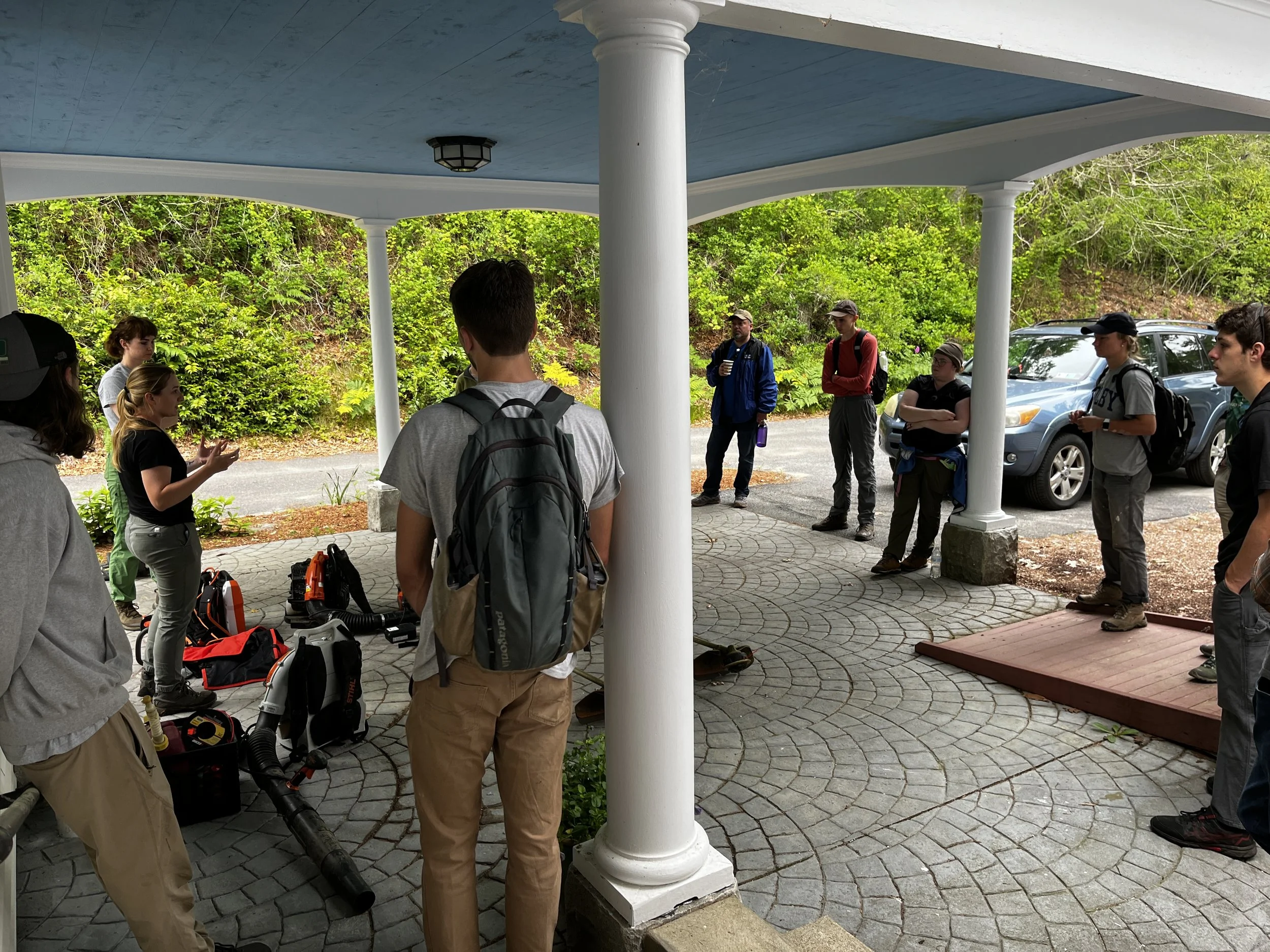  Colleen Andrews of Mattapoisett Land Trust and Mary Doucette of the Buzzards Bay Coalition demonstrate trail and tool maintenance. 