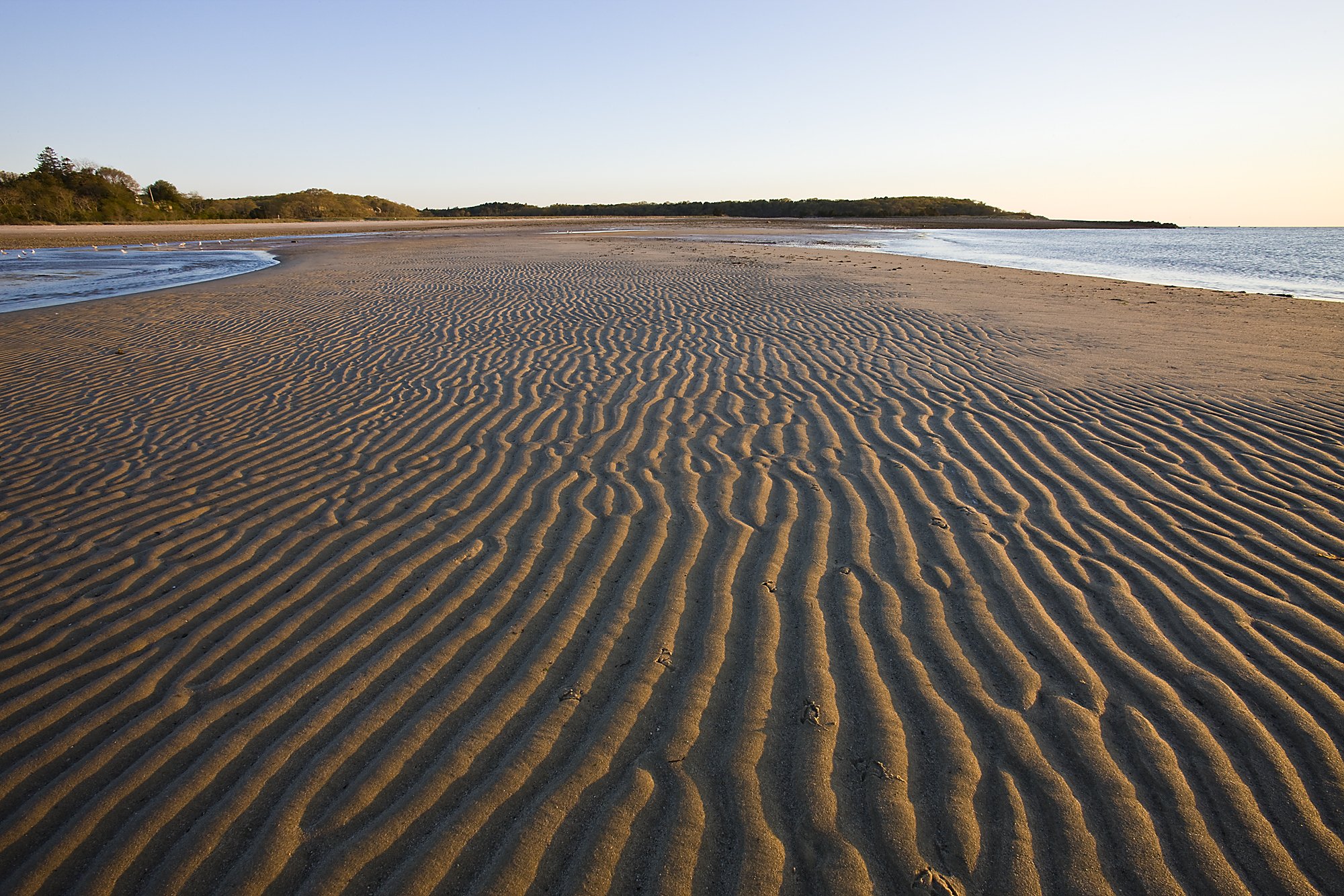 Patterns in the sand on the beach at the Shifting Lots Preserve in Plymouth, Massachusetts. Owned by the Wildlands Trust. Cape Cod Bay. Near Ellisville Harbor State Park.