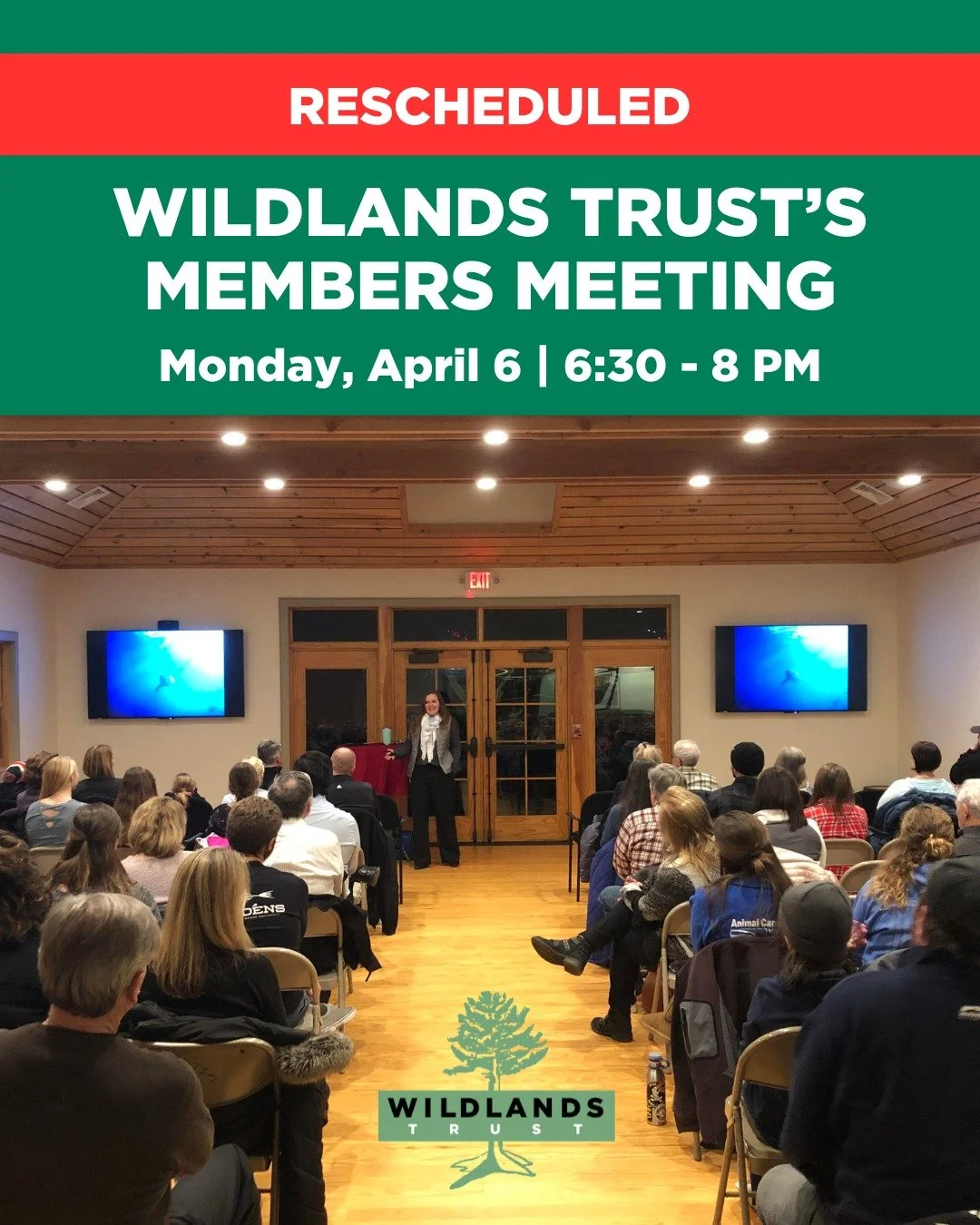 Wildlands Trust's Members Meeting (originally scheduled for tonight) has been postponed until Monday, April 6. 

The recent snowfall has diminished the parking capacity at Davis-Douglas Farm. We'll see you in the spring!

Learn more &amp; register fo