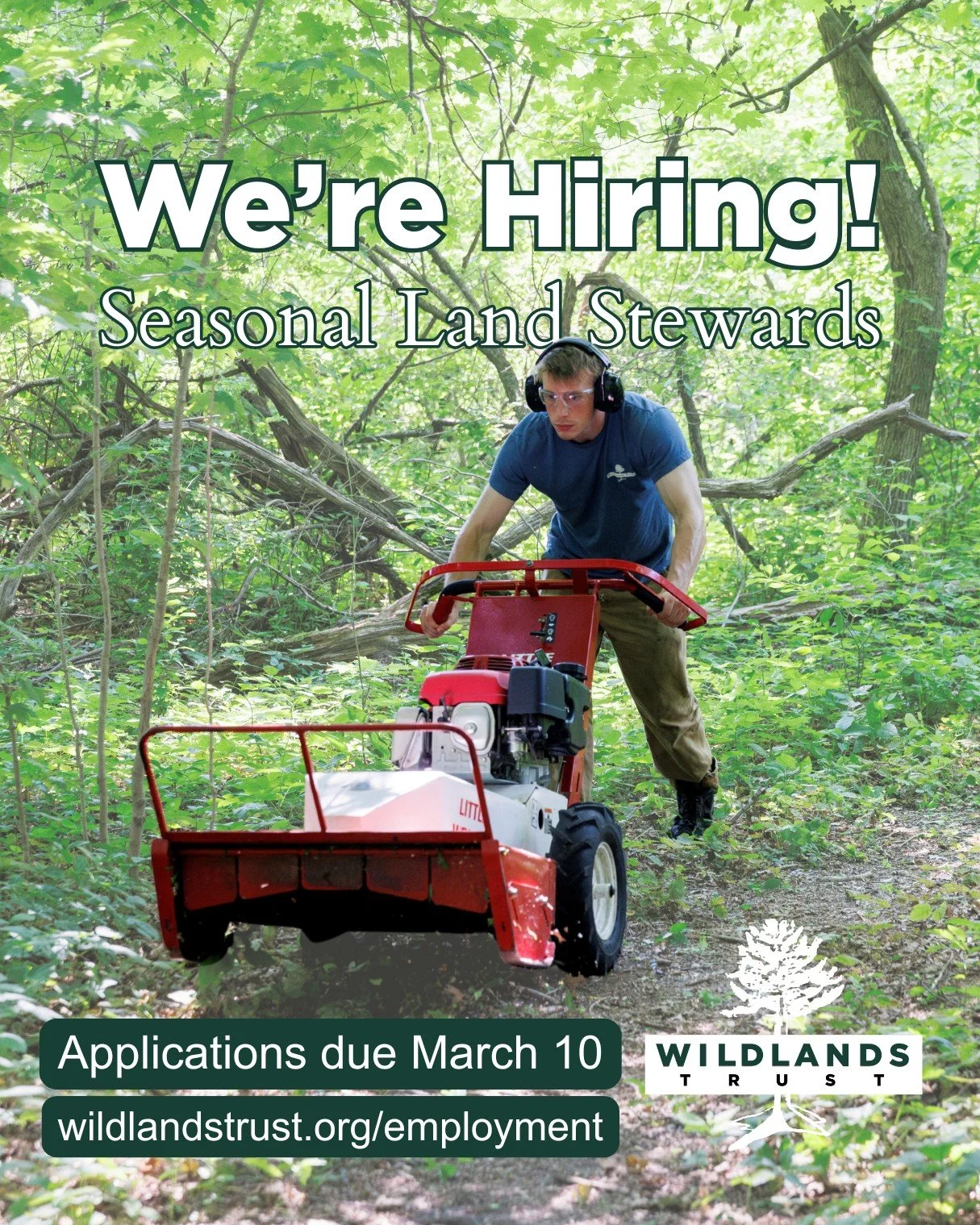 We're hiring! Do you know someone who wants to spend their summer outside, taking care of conservation lands across Southeastern MA?

Wildlands Trust is seeking two Seasonal Land Stewards to assist in the day-to-day management and maintenance of natu