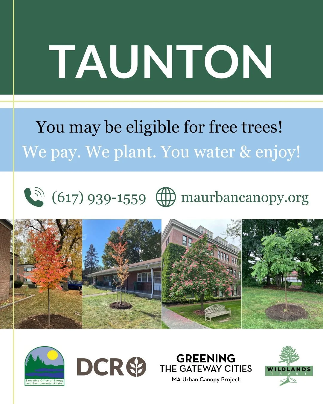 Taunton friends: add beauty and shade to your yard with free trees! 🌳

The Greening the Gateway Cities Program is back for a 4th year in Taunton. DCR foresters have already planted over 1,500 trees in Taunton, helping to create a happier, healthier,