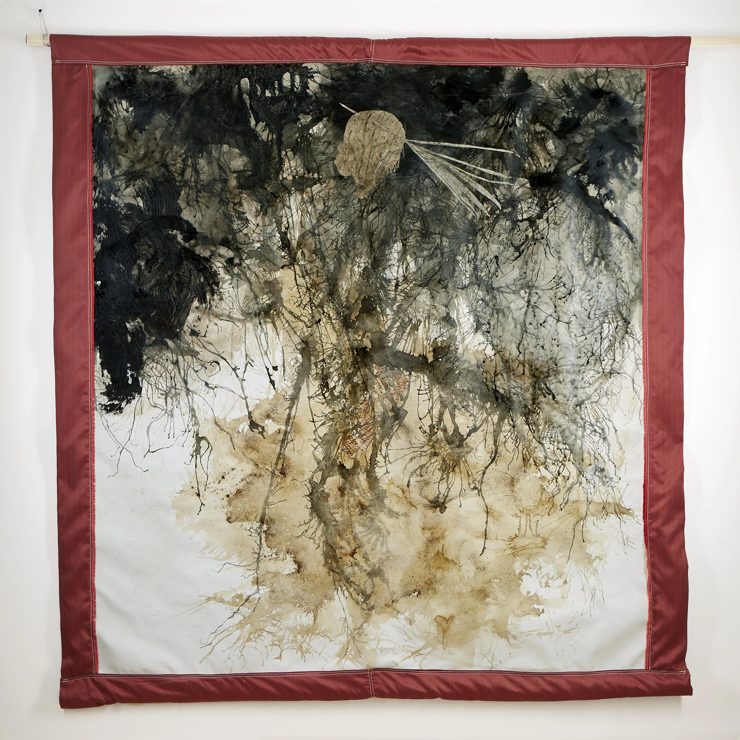 La Sirène, 2026, charcoal, ink, acrylic and coffee on canvas. Photo: Michel Pinault