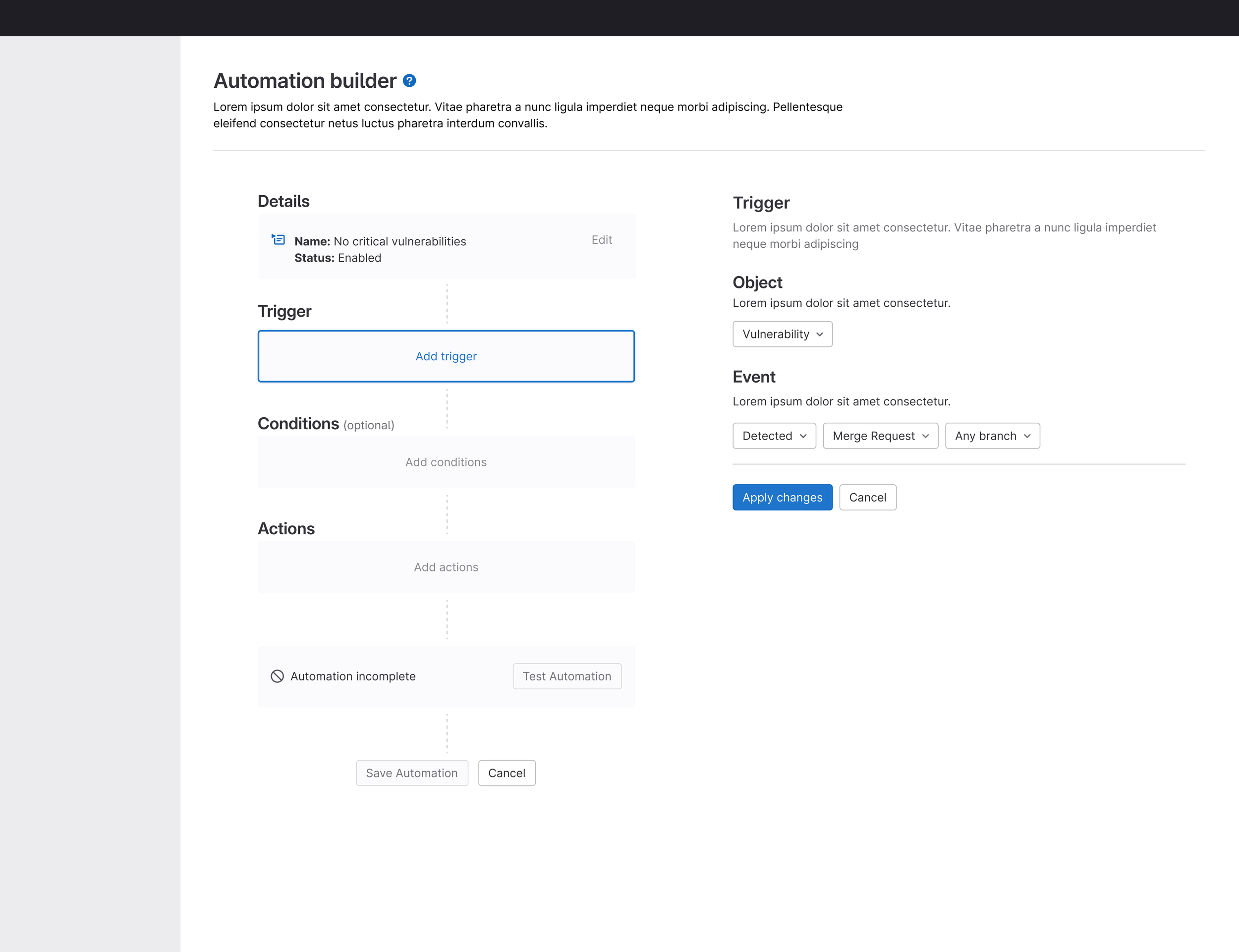 Automation builder designed for extensibility across the platform.