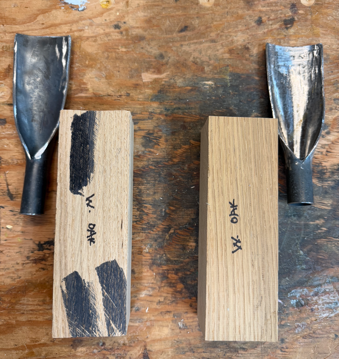 Trowel ends with blank handle blocks