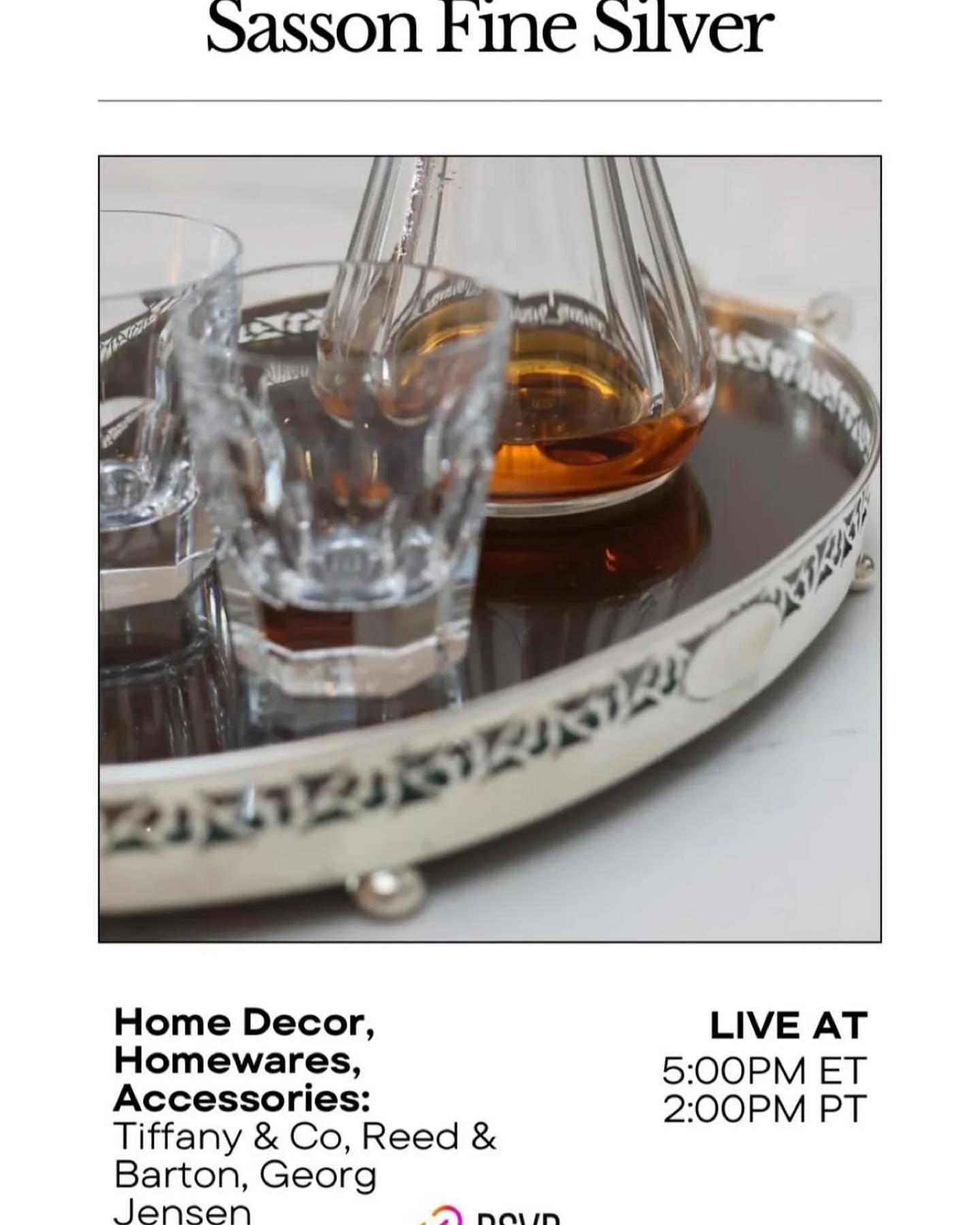 Join me as I unveil an exciting collection in my first live online auction &mdash; Sunday, October 5th at 5:00 PM EST on House Codes. Link in bio:  https://housecodes.com/live/sassonsilver