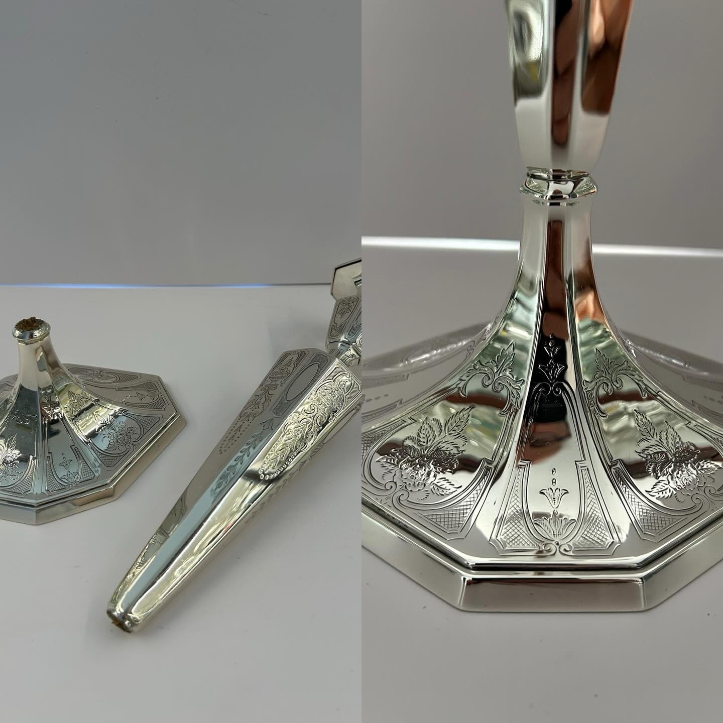 Before &amp; After &mdash; When &ldquo;Not Worth Fixing&rdquo; Becomes Worth Saving
These photos tell a story I hear far too often.
This pair of weighted sterling silver candlesticks was turned away by multiple shops. The verdict?
&ldquo;Not worth fi