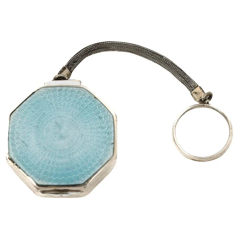 Sterling Silver & Enamel Art Deco Pillbox