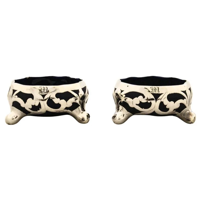 Pair of Sterling Silver Overlay Salt Cellars