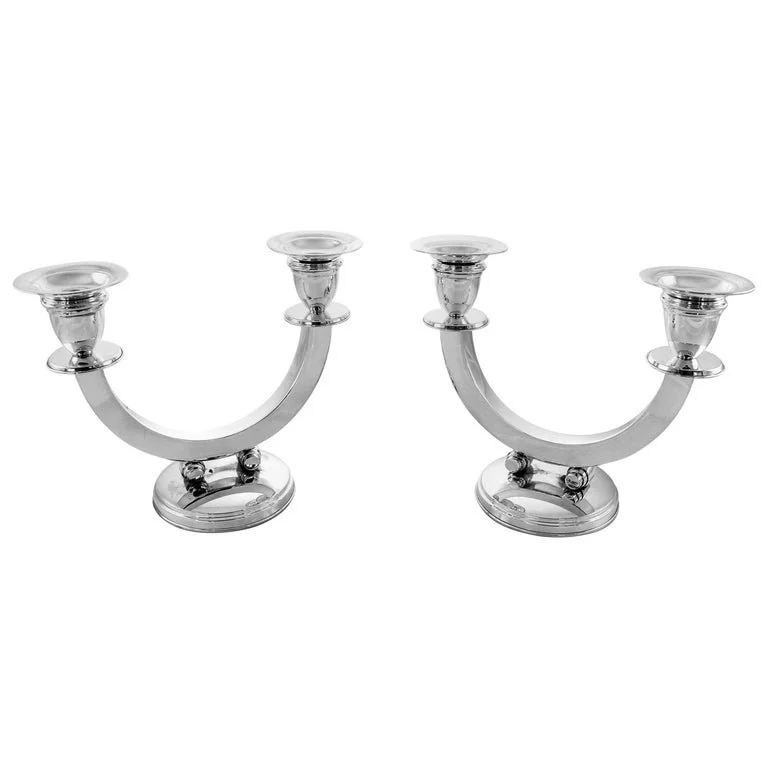 Sterling Midcentury Pair of Candelabras