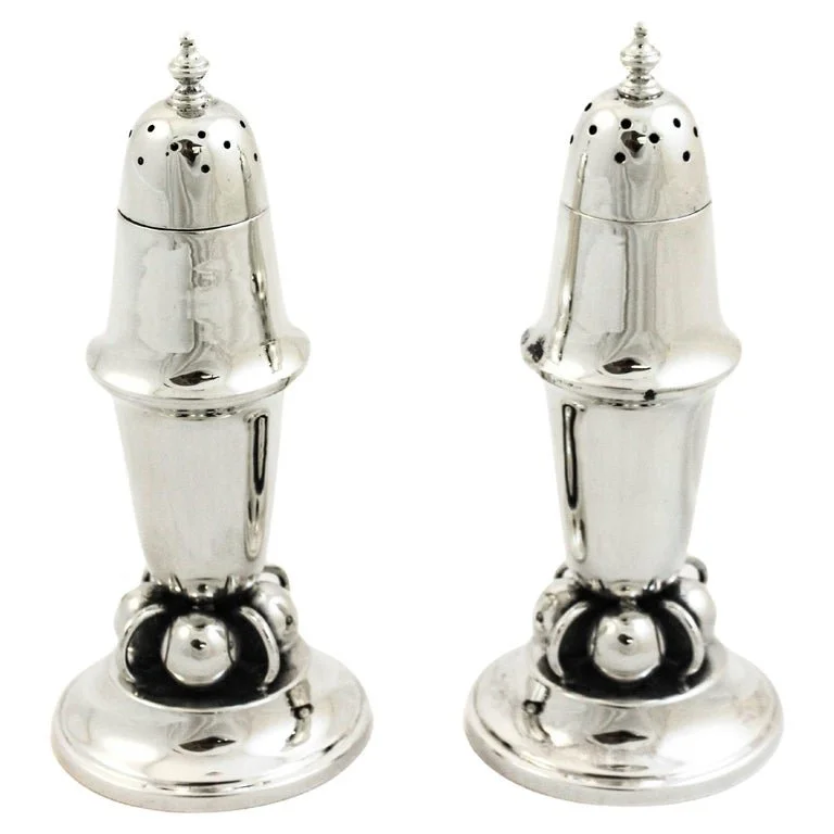 Pair of Sterling Silver Salt Shakers – Jensen-esque Design