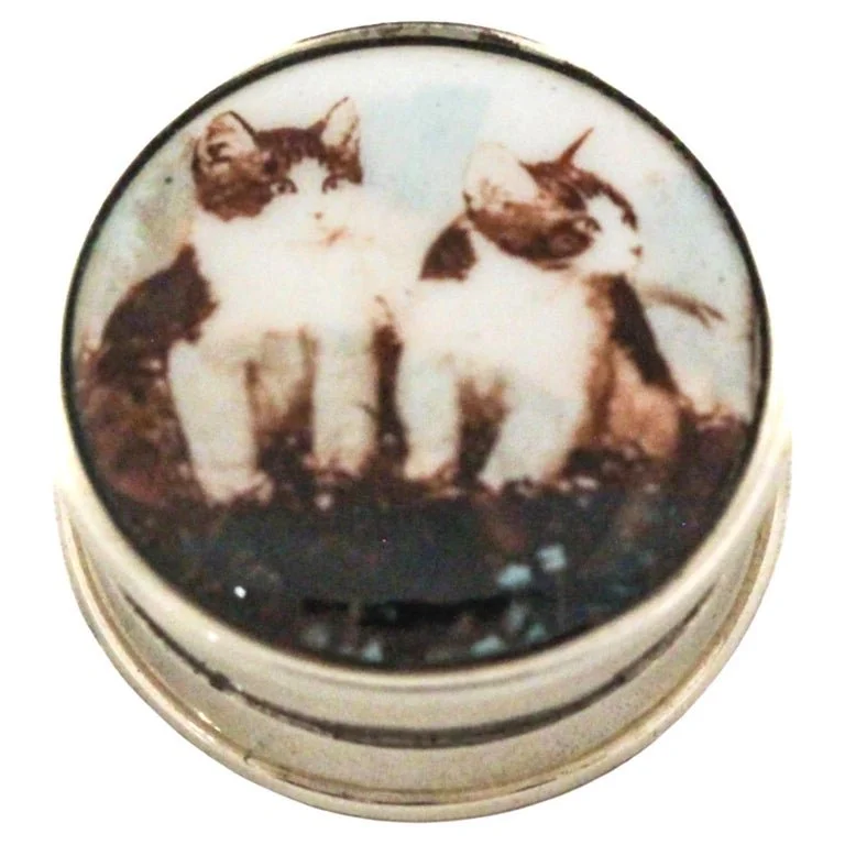 Sterling Silver & Enamel Pill Box