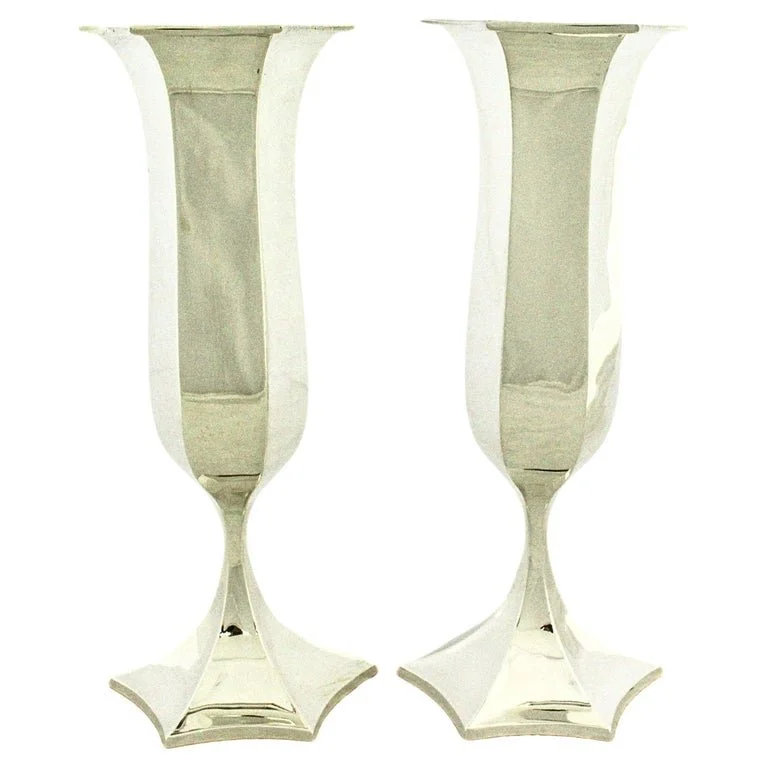 Pair of Sterling Silver Vases