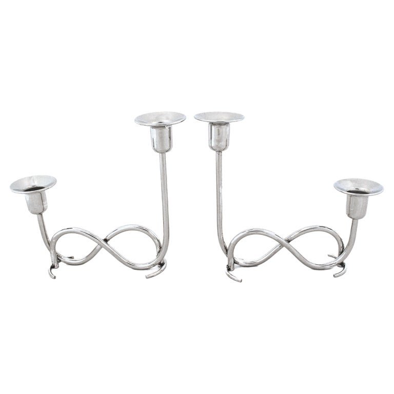 Sterling Silver Mid-Century Candelabras