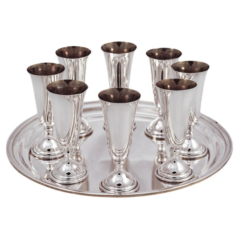 Cartier Sterling Silver Cordial Set with Tray