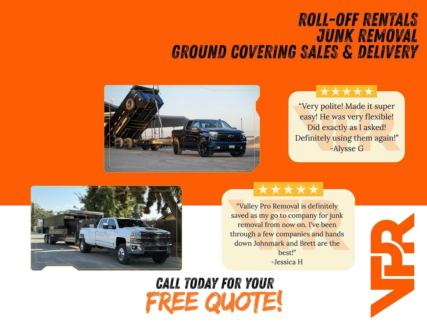 Call or DM to generate a quote for your roll-off or junk removal needs!